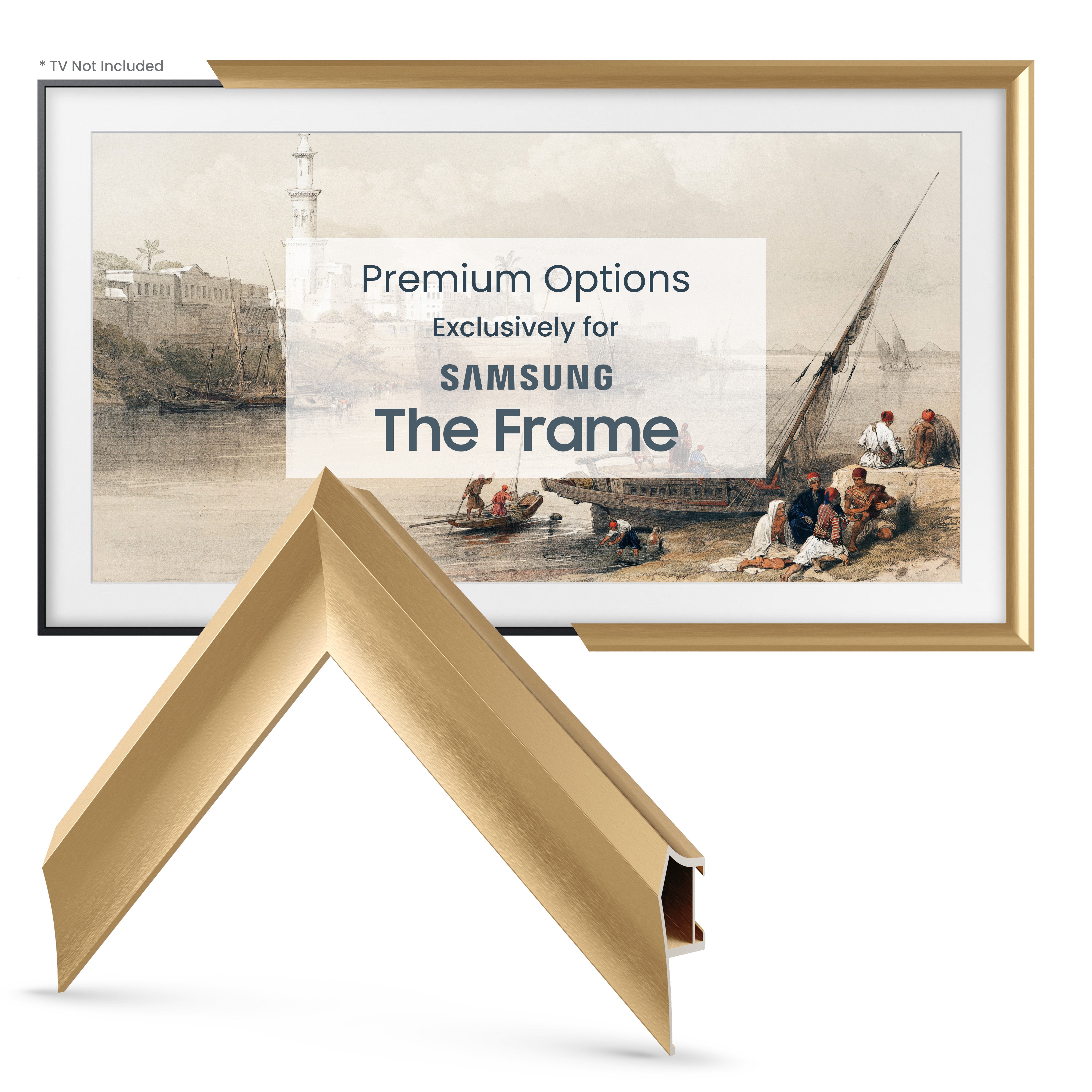 Pale Gold Alloy Prismatic Samsung Frame Bezel - Premium TV Accessory for Samsung The Frame TV, Modern Home Decor & Wall-Mounted Display Enhancement