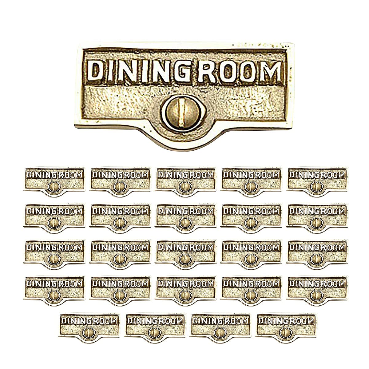 Dining Room Switch Plate Tags - Brass Label Pack of 25 for Home Renovation & Electrical Upgrades | Perfect for Kitchen, Living Room, Bedroom Light Switch Identification