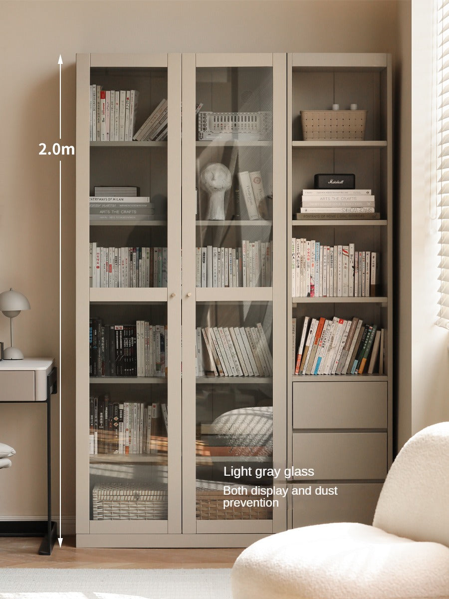 Premium Poplar Solid Wood Bookcase - Light Luxury Style for Home Office, Living Room & Library | Modern Wooden Bookshelf Organizer