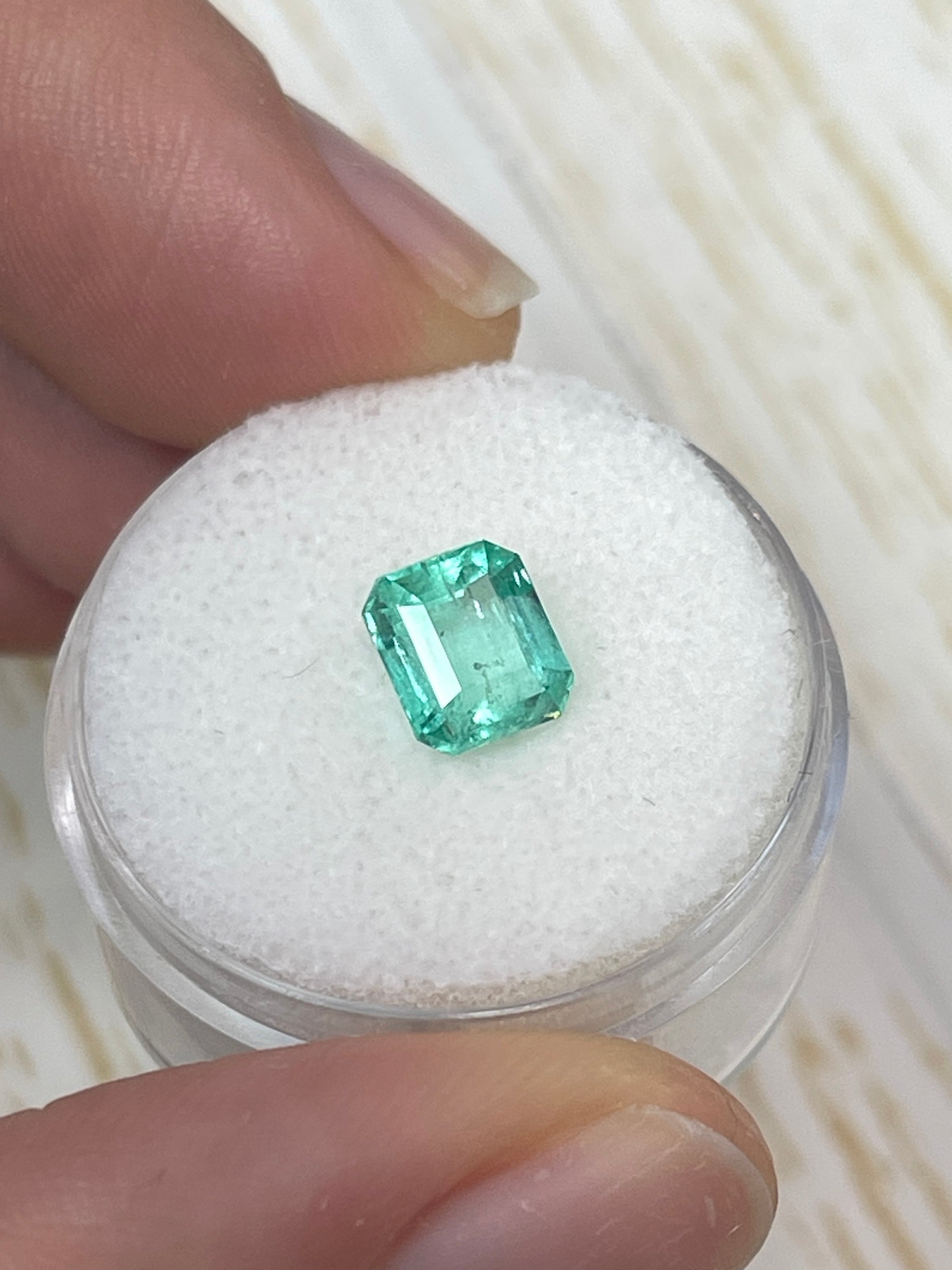 1.59 Carat 7x6mm Pastel Green Natural Loose Colombian Emerald Gemstone - Emerald Cut for Jewelry Making, Engagement Rings & Collector's Pieces