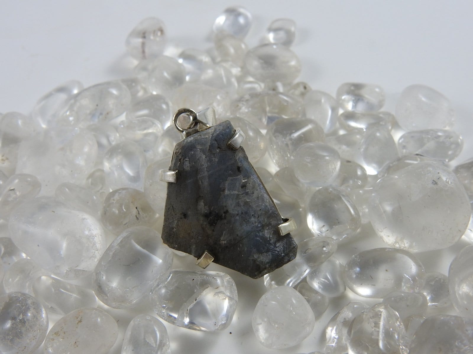 Natural Raw Labradorite Sterling Silver Pendant Necklace - Healing Crystal Jewelry for Meditation, Energy Work & Spiritual Protection