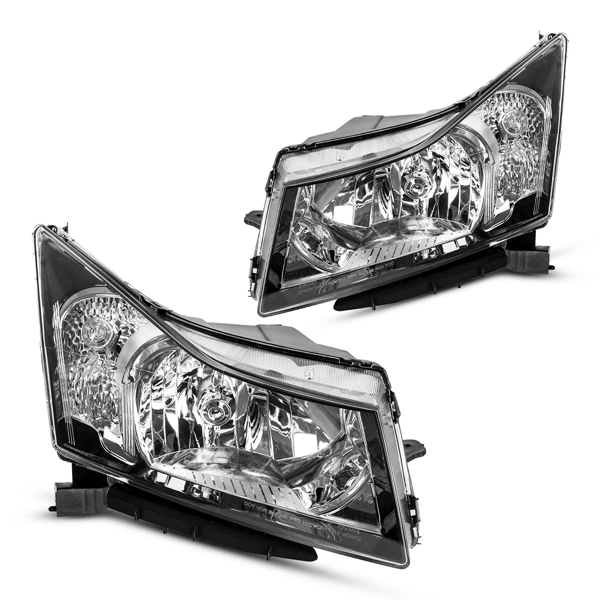 Torchbeam Headlight Assembly for 2011-2014 Chevy Cruze - Black Housing, Clear Reflector & Lens - Driver & Passenger Side - Perfect for Night Driving & Auto Upgrades