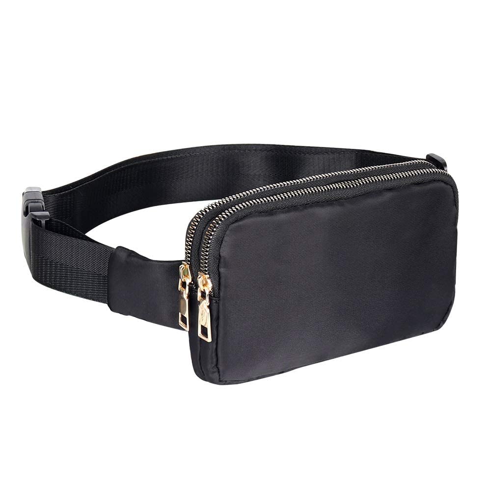 Geestock Women's Lightweight Waterproof Fanny Pack - Small Crossbody Waist Bag for Travel, Running, Cycling | Durable Belt Bag with Shoulder Strap | Perfect for Outdoor Activities, Gym & Daily Use (Black)