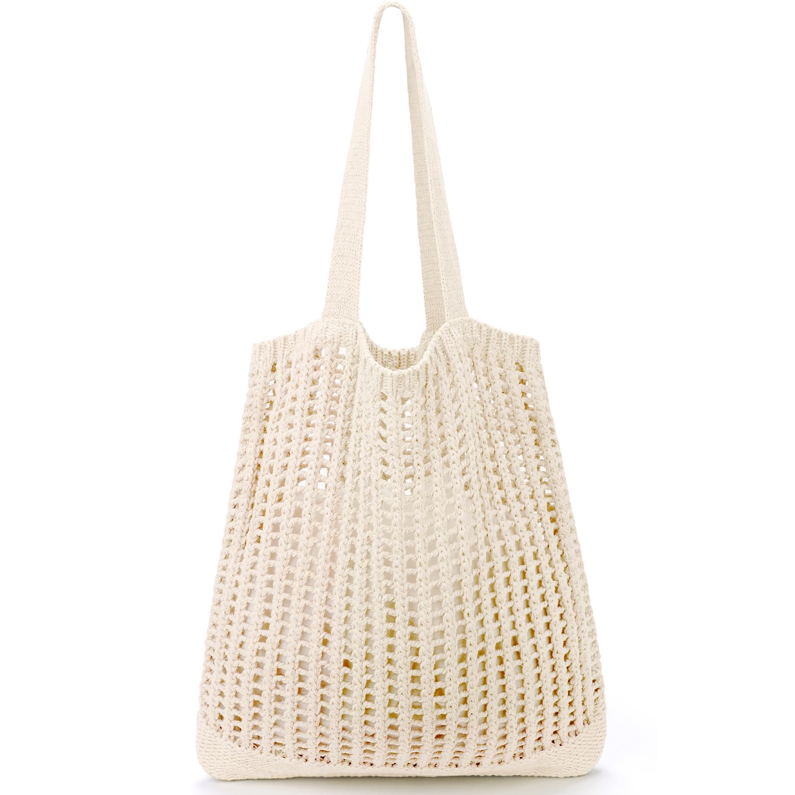 Crochet Beach Tote Bag for Women - Boho Hippie Knit Purse, Summer Aesthetic Handbag for Travel, Shopping & Picnic