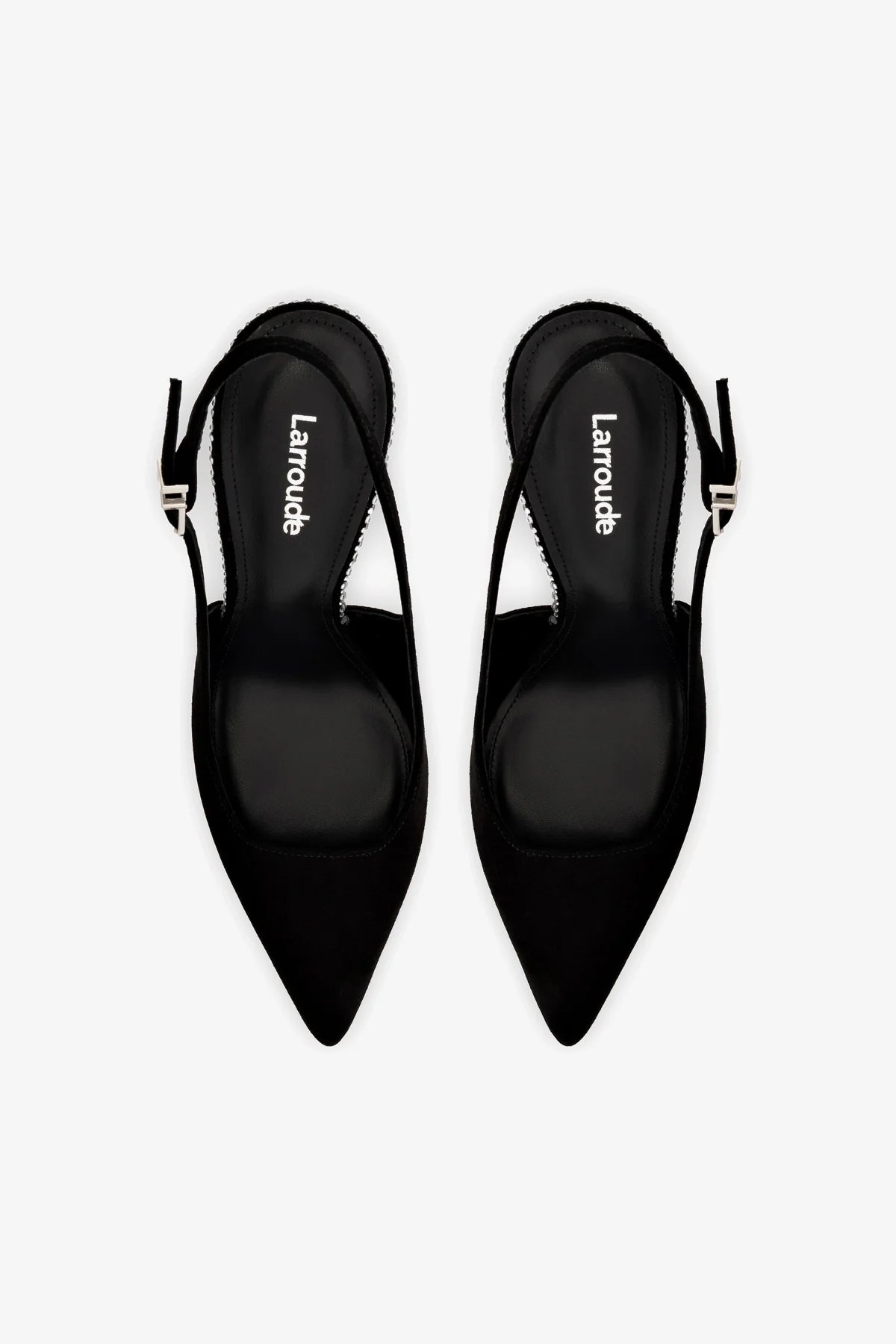 Kaitlan Crystal Pump Black Suede High Heels - Elegant Women's Dress Shoes for Parties, Weddings & Special Occasions