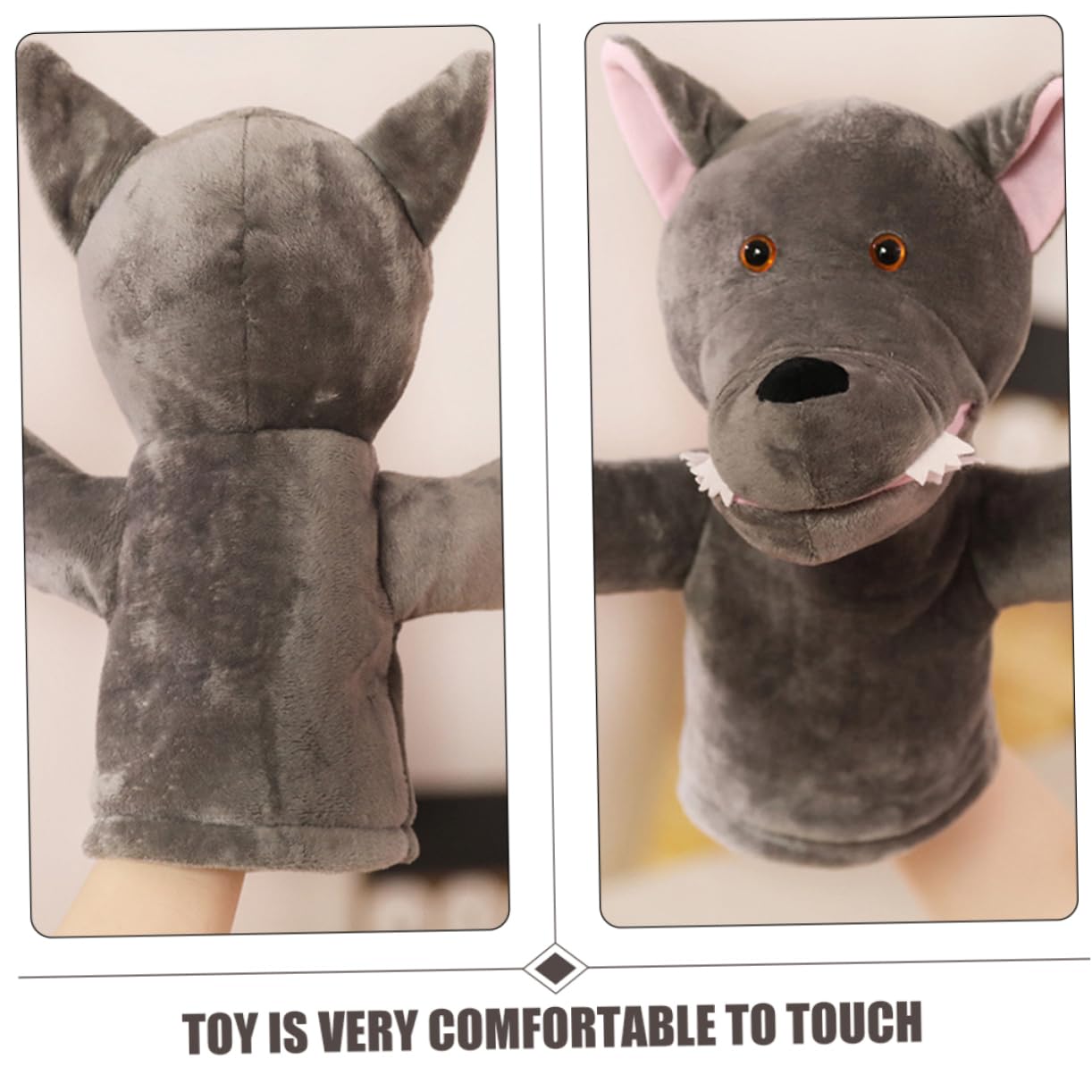 Phenofice Zoo Animal Hand Puppets - Soft Plush Stuffed Animal Puppets for Kids, Jungle & Farm Animal Toys (Dark Grey Cotton) - Perfect for Storytelling, Pretend Play & Early Childhood Education