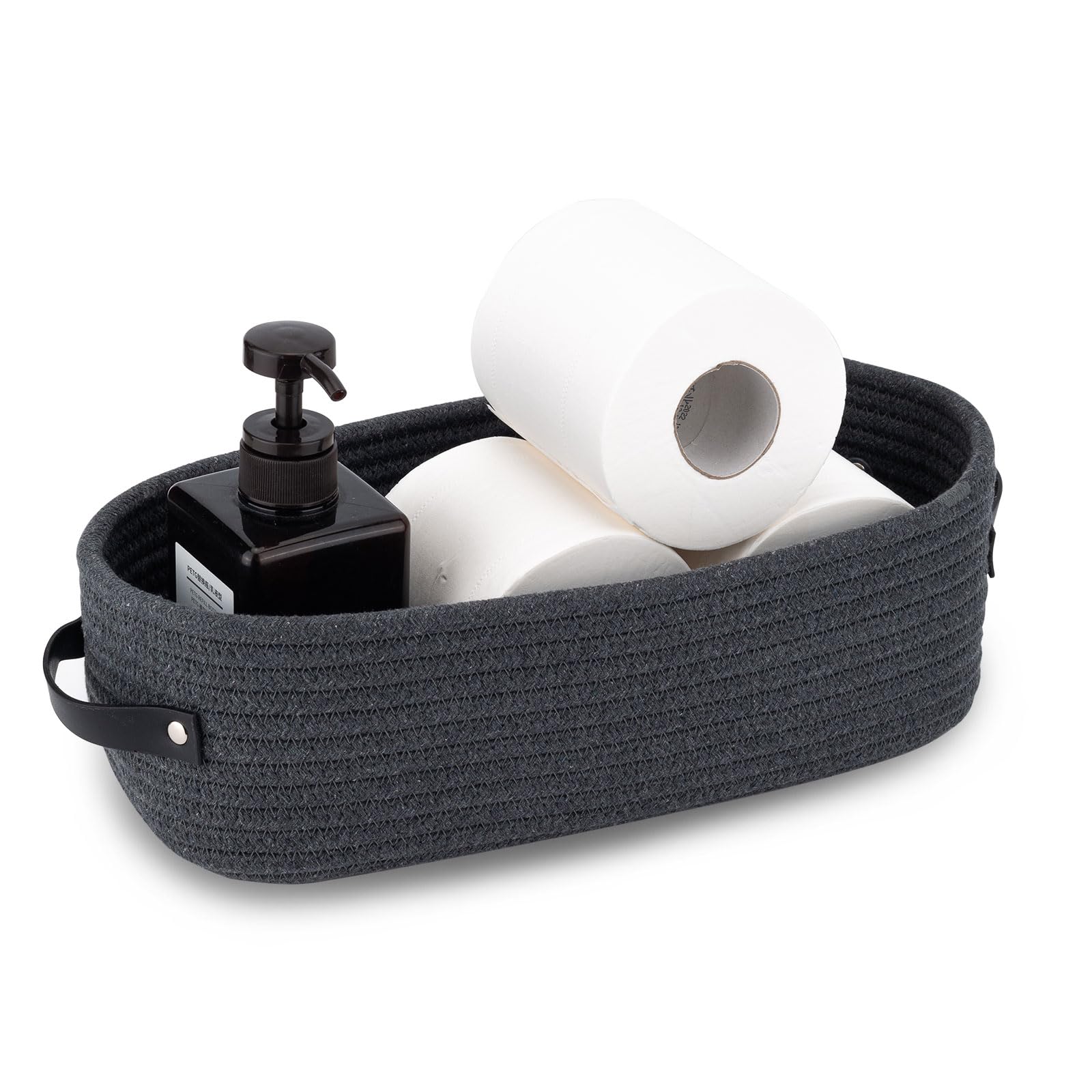 Stylish Cotton Rope Bathroom Basket - Toilet Paper Holder with Handle, Home Decor Organizer (13