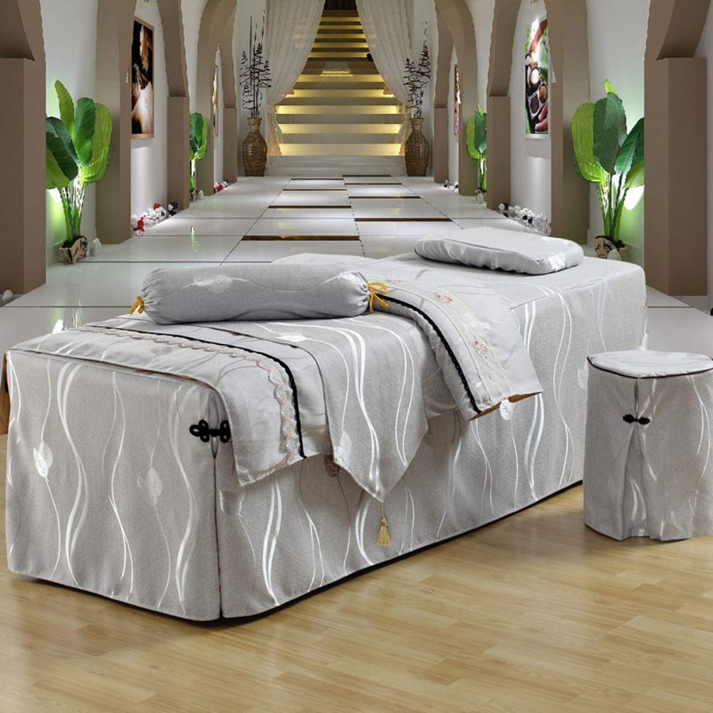 Premium 6-Piece Massage Table Sheet Set - 75x190cm (30x75inch) - Includes Skirt, Pillowcase, Stool Cover, Bed Flag & Bolster Pillow for Spa, Salon & Home Massage Therapy