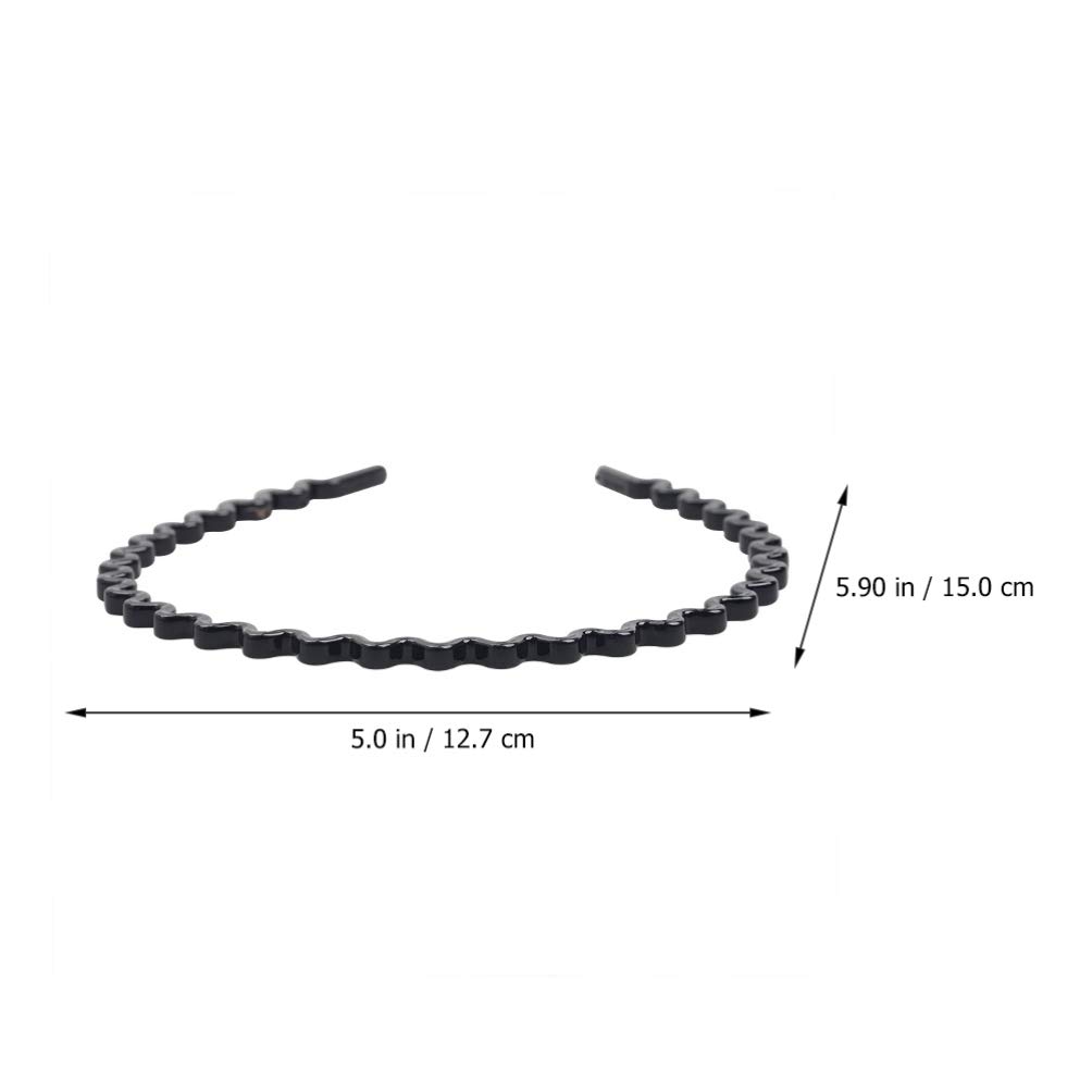 6-Pack Metal Headbands for Men & Women - Wavy Hair Hoops, Instant Noodle Hair Ties, Wash Headbands - Durable Plastic Yoga Hair Accessories for Sports, Workouts, and Everyday Use
