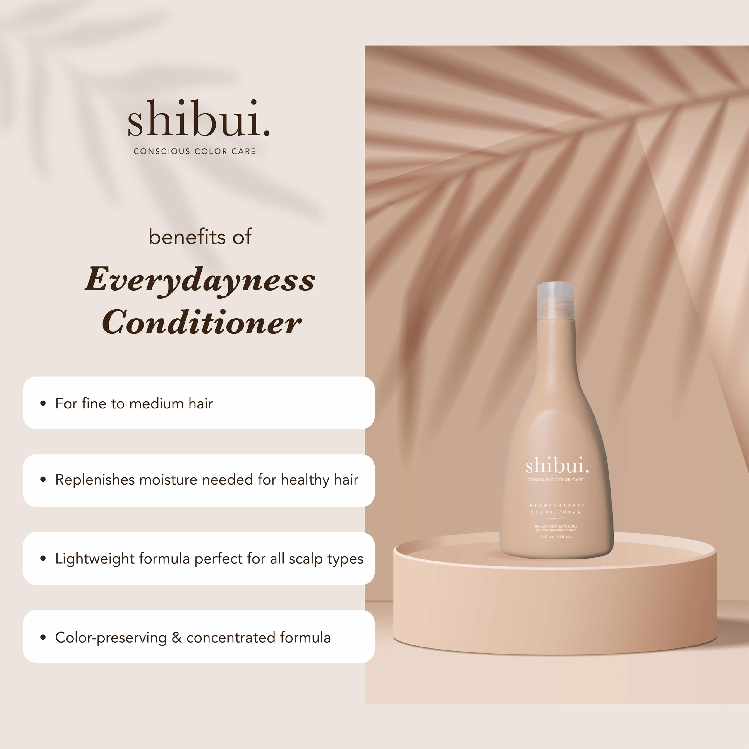 Shibui Everydayness Shampoo and Conditioner Set - Gentle Daily Cleansing for Fine to Medium Hair - Adds Softness & Shine - 12 Fl Oz Each - Perfect for Home, Travel & Salon Use