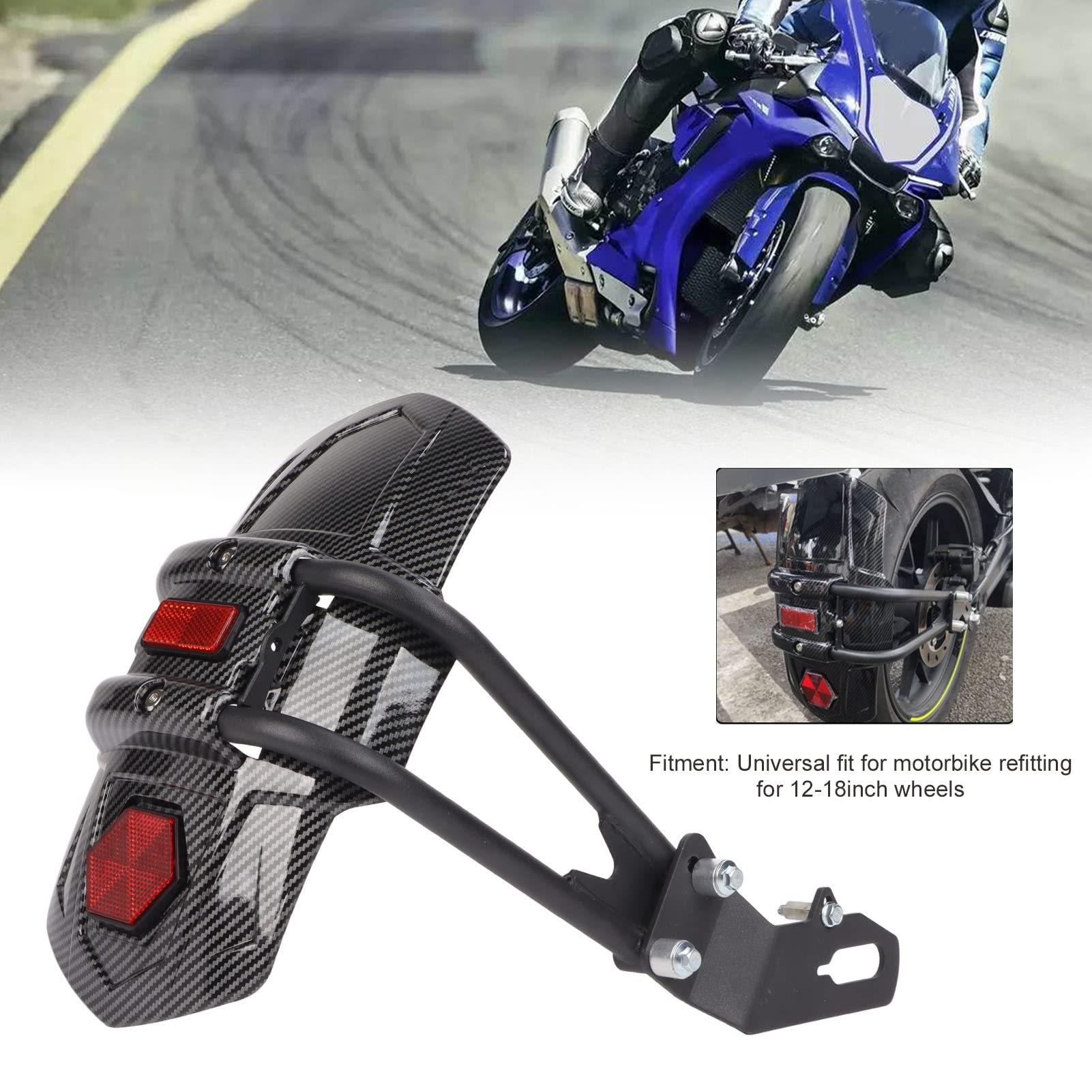 Universal Carbon Fiber Motorcycle Mud Flap Guard - Rear Wheel Splash Protection for Off-Road Riding
