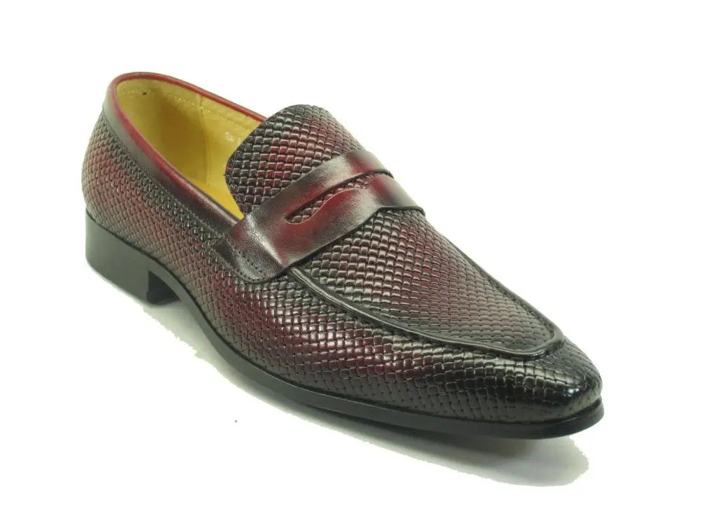 KS478 110E Carrucci Burnished Woven Penny Loafer - Classic Men's Leather Dress Shoes for Business, Office & Formal Occasions