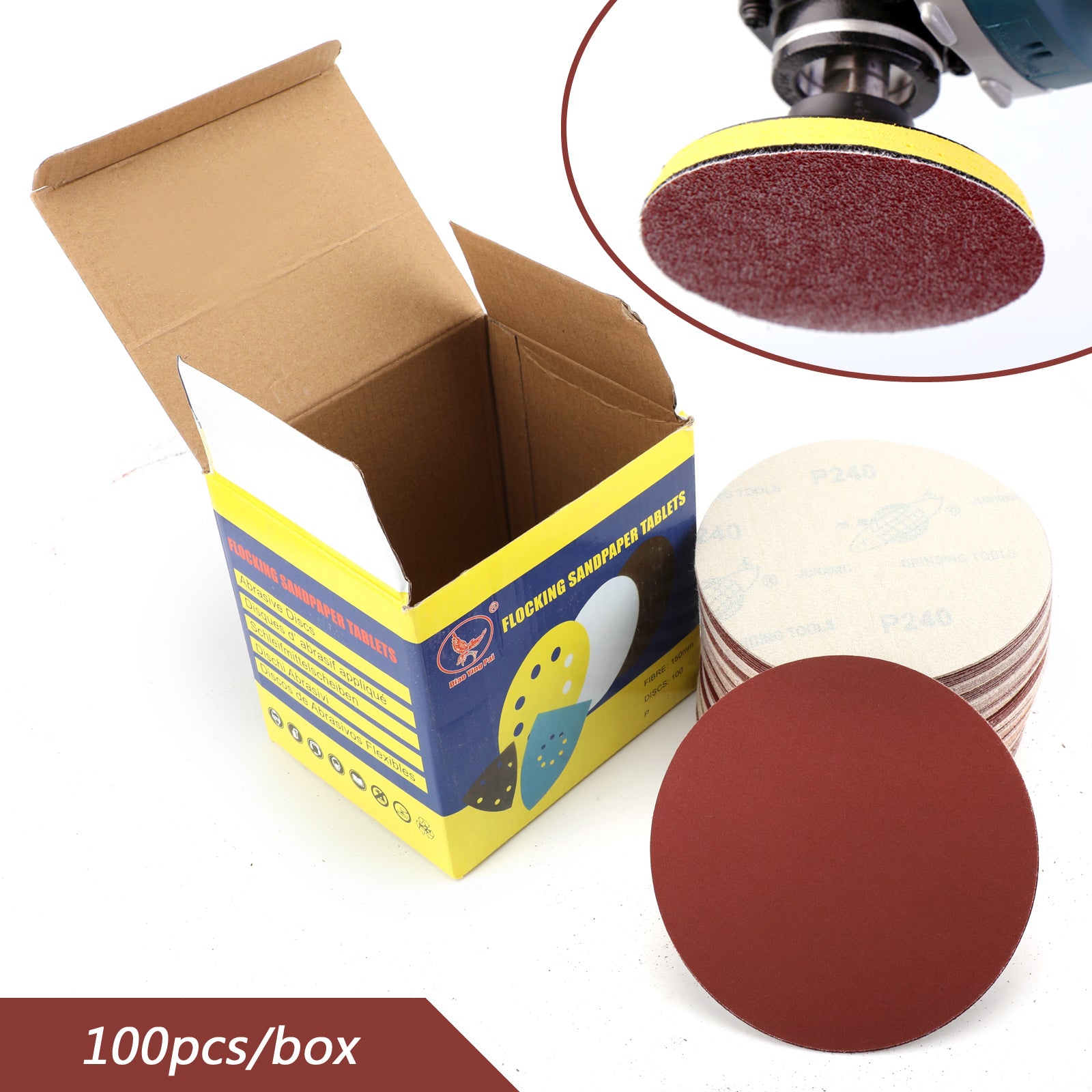100PCS 6-Inch Hook & Loop Sanding Discs, 40-2000 Grit Sandpaper Sheets for Woodworking, Metal Polishing & Automotive Sanding - Multi-Purpose Abrasive Discs for Orbital Sanders