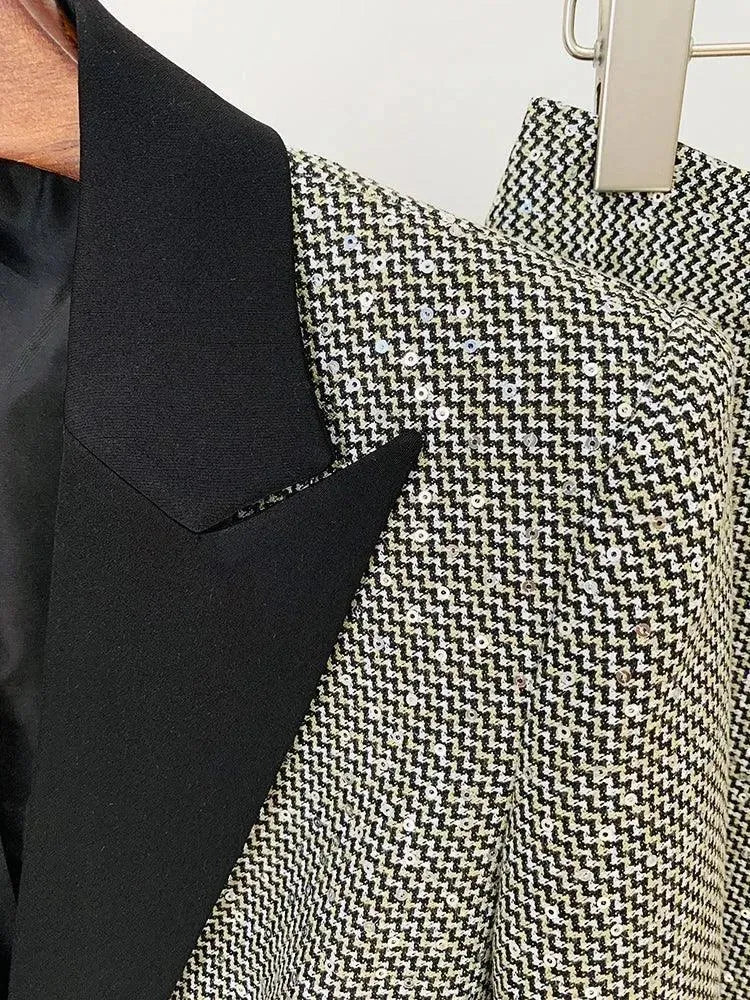 Elegant Women's Sequin Pant Suit - Formal Business Blazer & Pants Set for Office, Party & Special Occasions