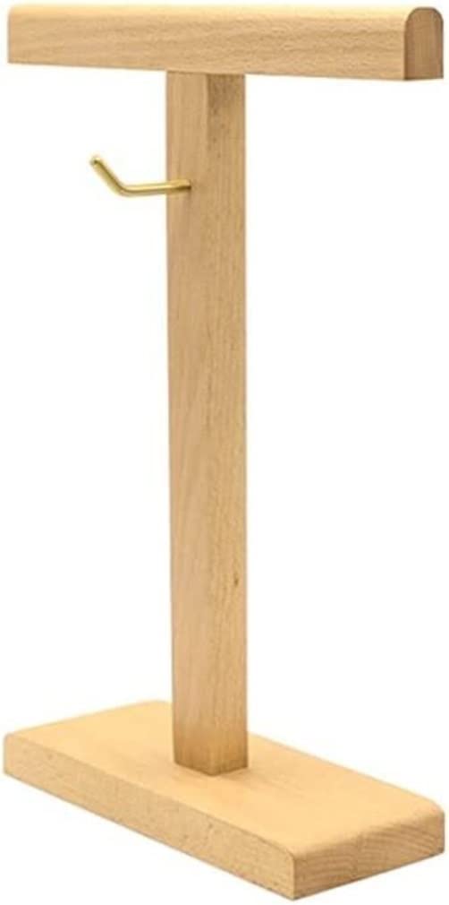Premium Wooden Headset Stand with Metal Hook - Vertical Desktop Earphone Hanger & Display Bracket for Gaming Headsets - Yellow (Perfect for Office, Gaming Setup & Headphone Organization)