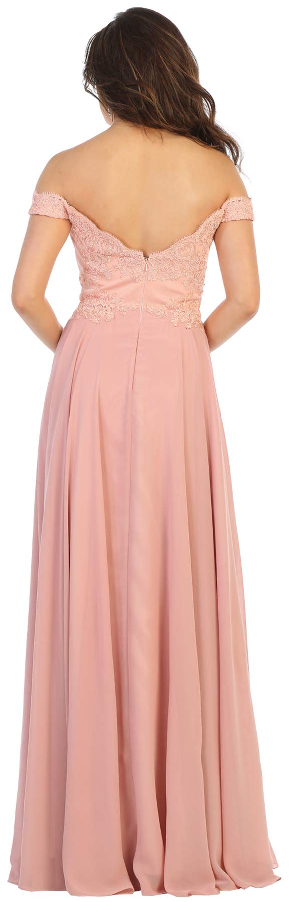 FDS1644 Women's Simple Off The Shoulder Embroidered Summer Dress - Dusty Rose Size 2 | Boho Chic Flowy Dress for Beach, Wedding & Date Night