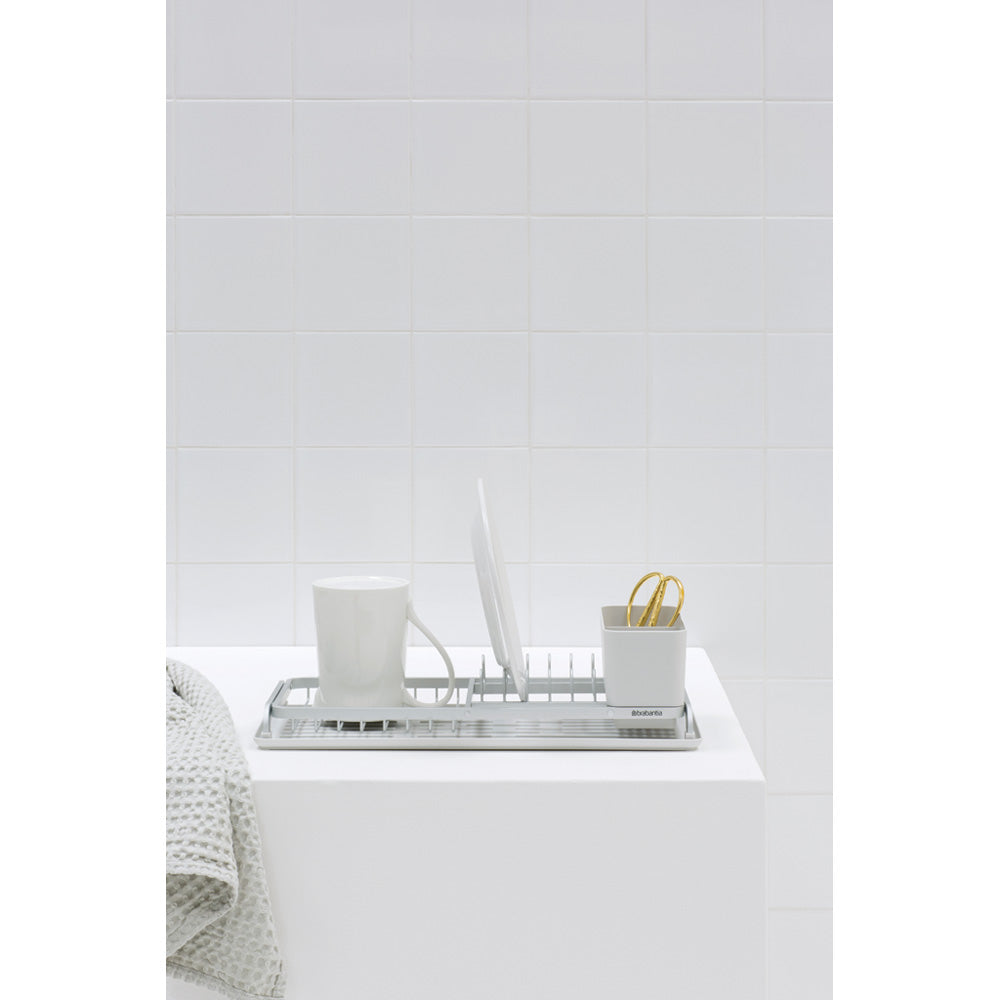 Compact Dish Drying Rack Light Grey - Space Saving Kitchen Organizer for Dishes, Cups & Utensils - Perfect for Small Kitchens, Apartments & RVs