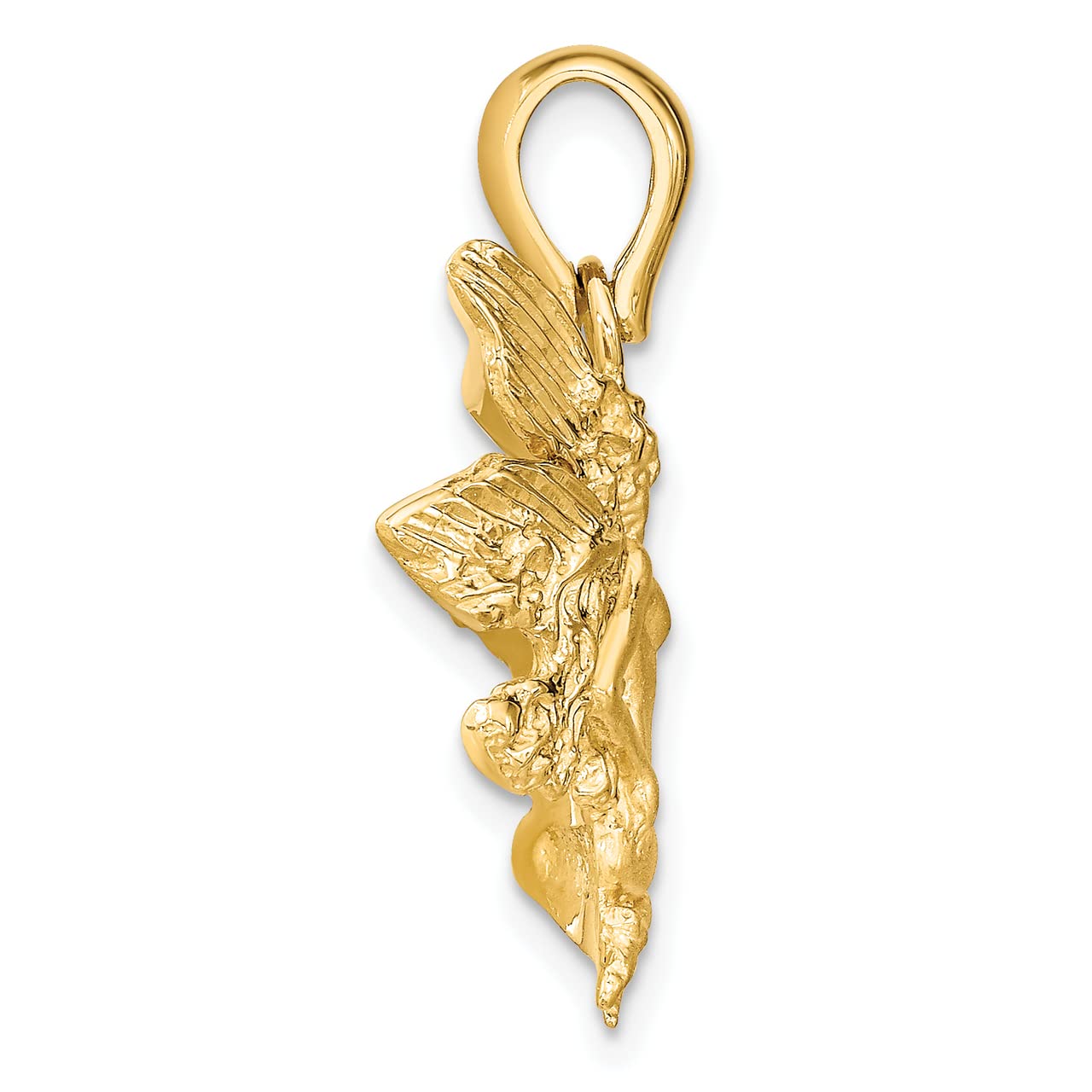 14k Yellow Gold Fairy Charm Pendant Necklace - Elegant Satin & Polished Finish for Women - Perfect for Everyday Wear, Gift Giving & Special Occasions