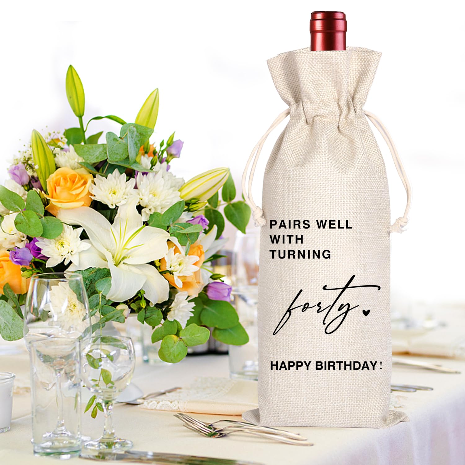 40th Birthday Wine Gift Bag - Elegant & Unique 1984 Themed Present for Him or Her - Perfect for Celebrations, Parties & Special Occasions