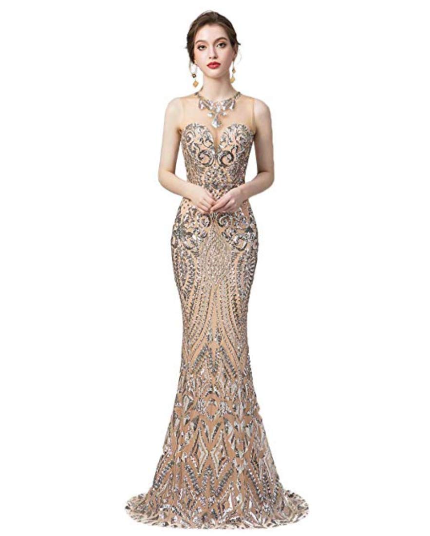 Sparkly Sequin Mermaid Evening Dress for Women - Elegant Bridesmaid & Prom Gown for Parties, Weddings, Formal Events & Special Occasions