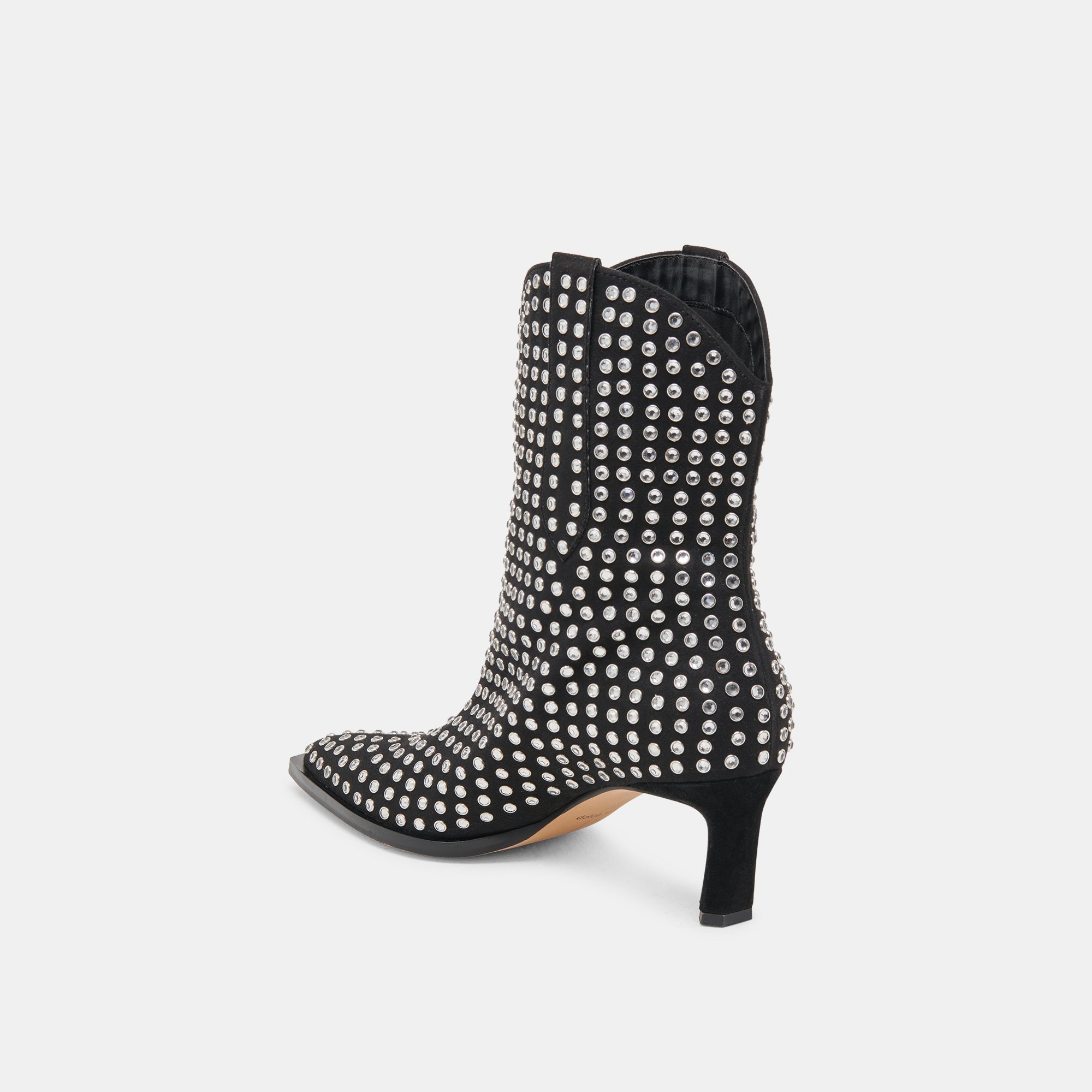 ANZEL Women's Black Crystal Stud Booties - Stylish Ankle Boots for Party, Night Out & Evening Events