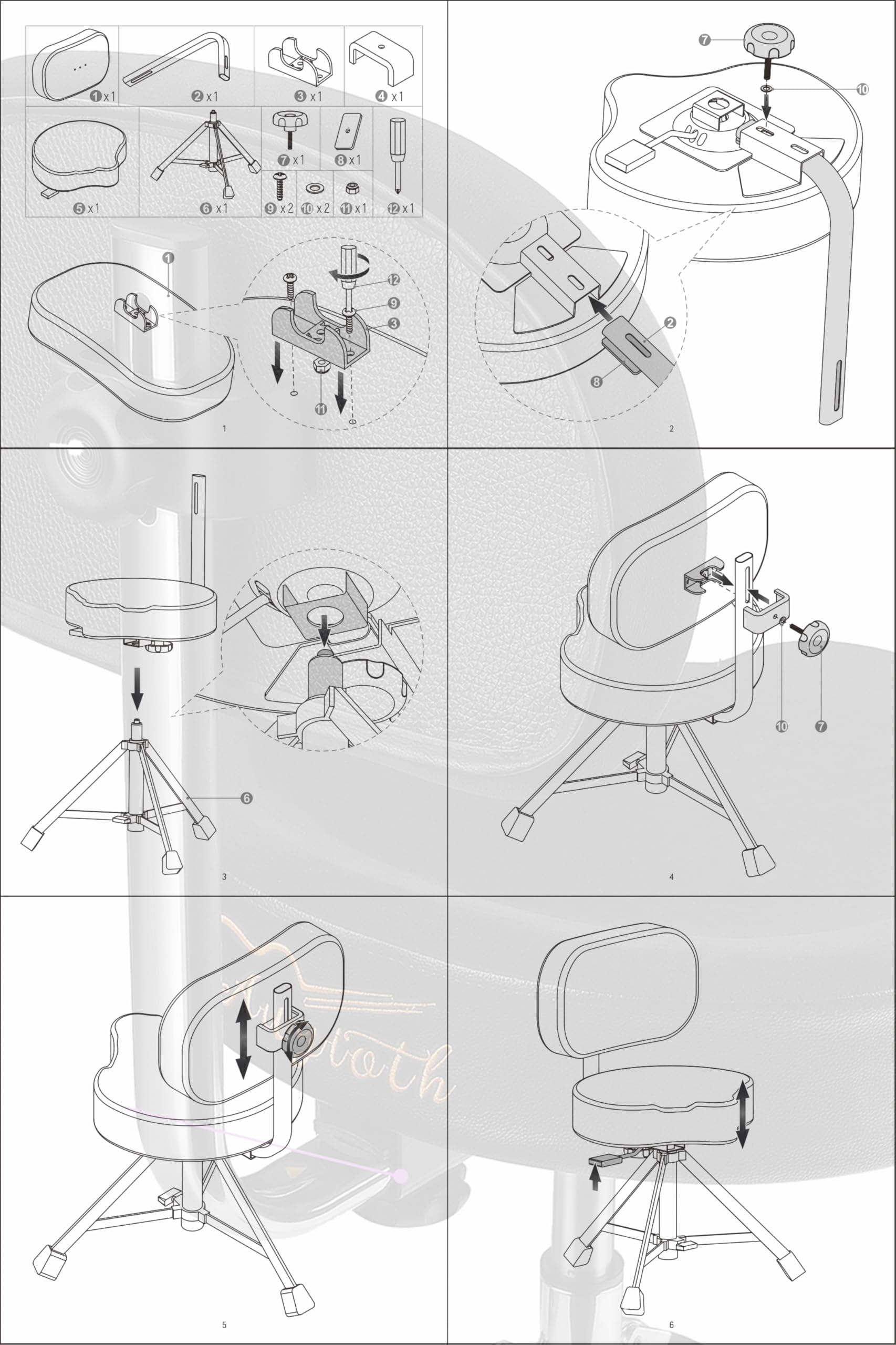 **Adjustable Hydraulic Drum Throne with Backrest & Memory Foam Seat – Stable, Comfortable Drum Stool for Adult Drummers & Guitar Players – Perfect for Live Performances & Studio Sessions – Black**