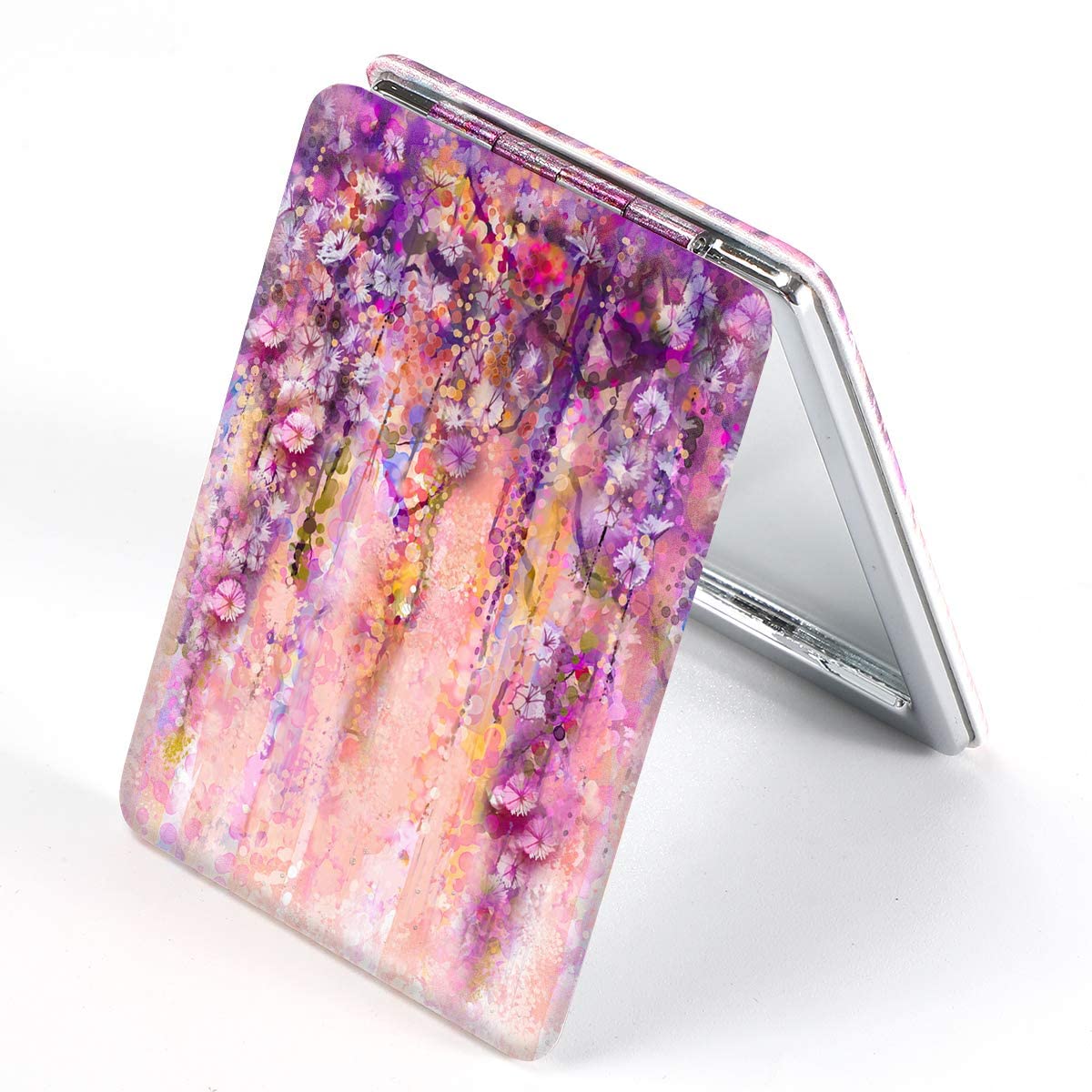 Kshavi Small Pocket Mirror with Magnifying Glass - Handheld Rectangular Makeup Mirror for Travel, Cosmetics & Precision Tasks (Portable Compact Mirror for Eyebrow Tweezing, Makeup Application & Jewelry Inspection)