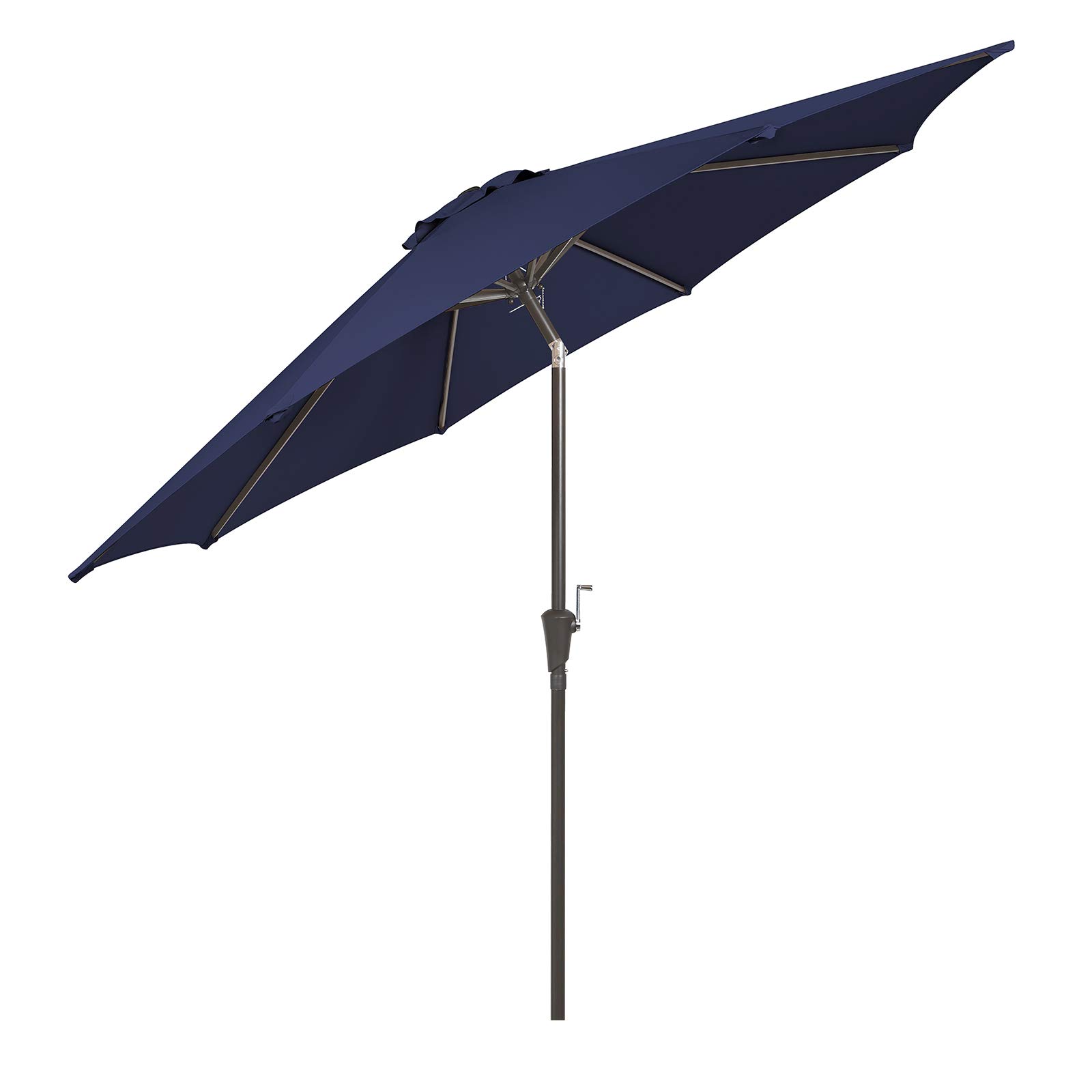 9 Ft Outdoor Patio Umbrella with Push Button Tilt & Crank Lift - 8 Ribs Market Umbrella for Garden, Poolside, Restaurant (Navy Blue) - Perfect for Outdoor Dining, Lounging and Commercial Use