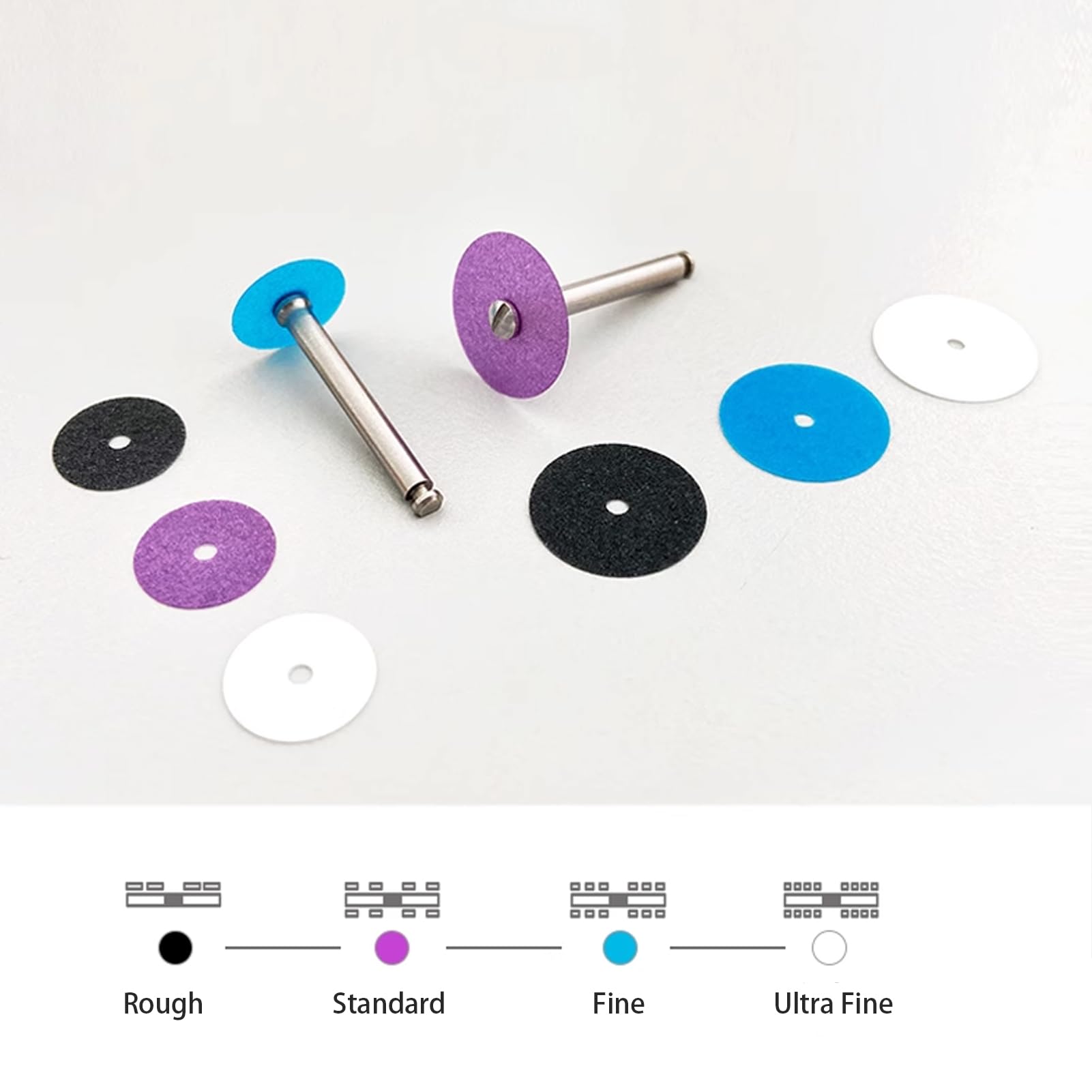 100Pcs Dental Polishing Discs - 12.5mm Single & Double Sided Sand Finishing Grinding Discs with Mandrel for Teeth Contouring, Whitening & Polishing - Perfect for Dentists, Hygienists & Home Dental Care
