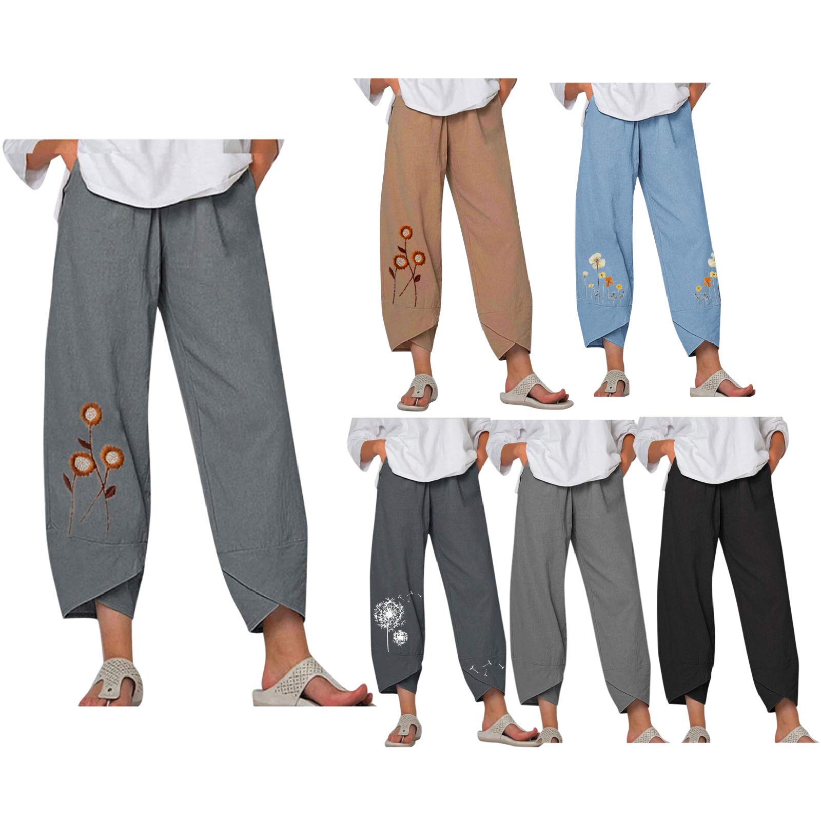 SHOPESSA Women's Linen Harem Pants - Y2K Style Capri Sweatpants, Baggy Boho Cotton Linen Pants for Women - Perfect for Yoga, Lounge & Summer Vacation Outfits