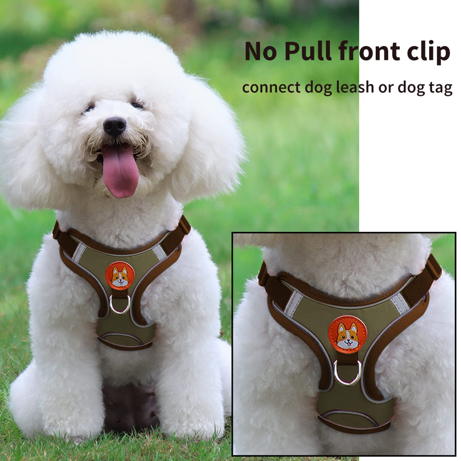 Adjustable No-Pull Reflective Dog Harness & Leash Set for Small to Medium Dogs - Comfortable Puppy Vest with 2 Leash Clips | Perfect for Walking, Training & Nighttime Safety