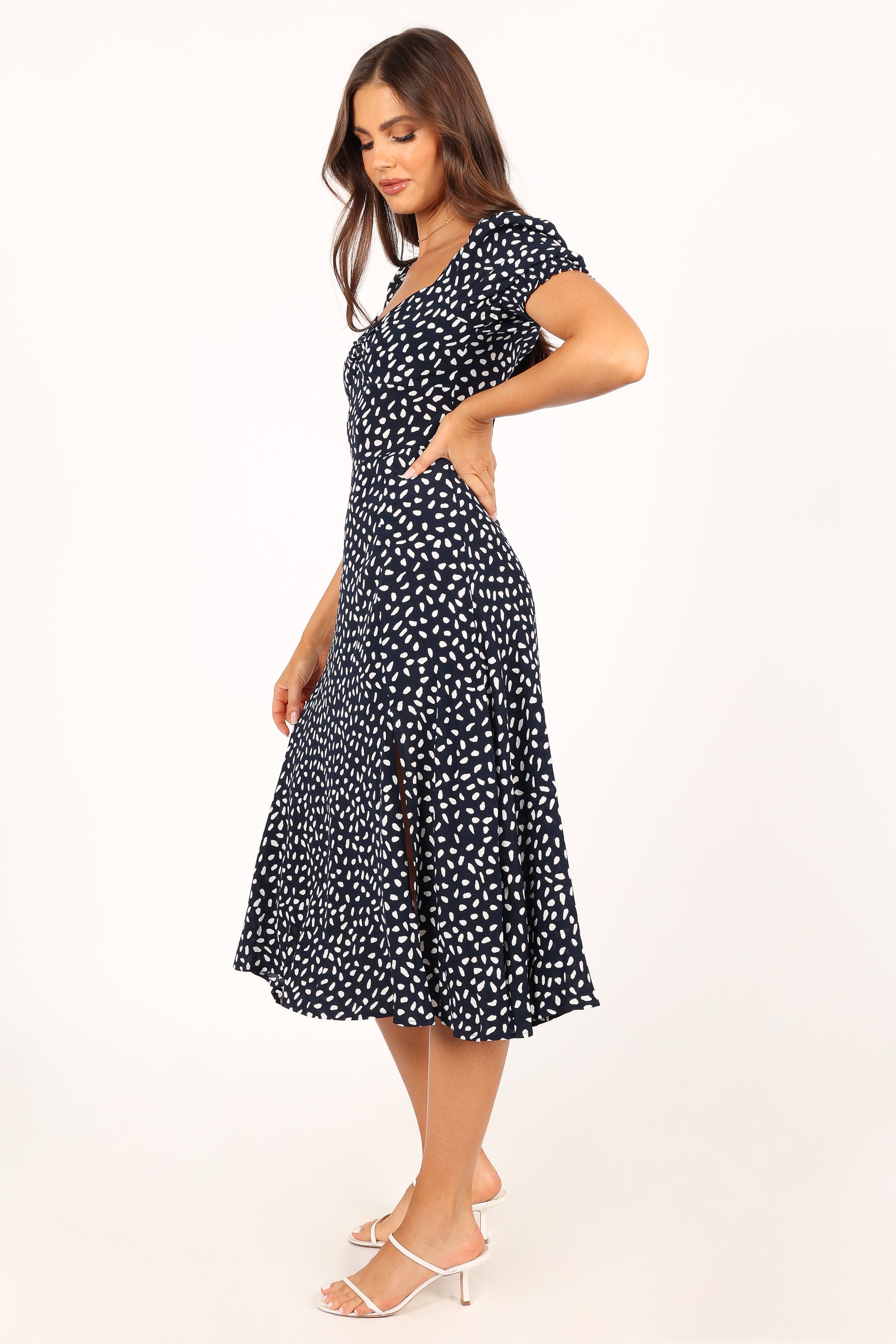 Franklin Navy Print Dress - Elegant Floral Summer Dress for Women | Perfect for Casual Outings, Office Wear & Special Occasions