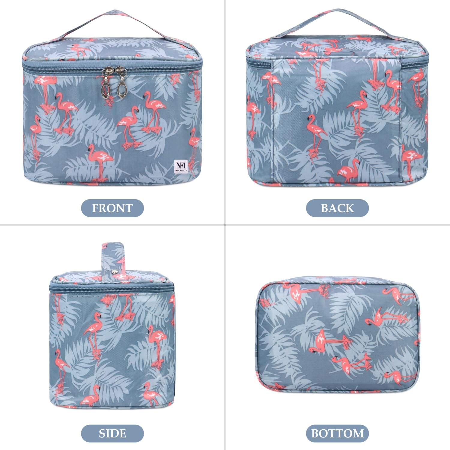 NFI Essentials Printed Cosmetic Organizer Bag - Waterproof Makeup Travel Pouch for Women & Girls | Perfect for Toiletries, Makeup Storage & Vanity Organization | Great for Travel, Gym & Daily Use