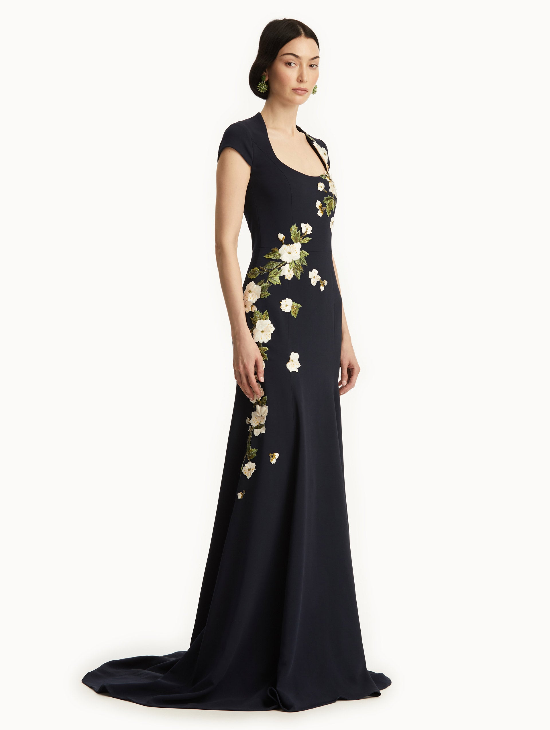 Elegant Cherry Blossom Embroidered Floral Maxi Dress for Women - Perfect for Spring Weddings, Garden Parties & Special Occasions