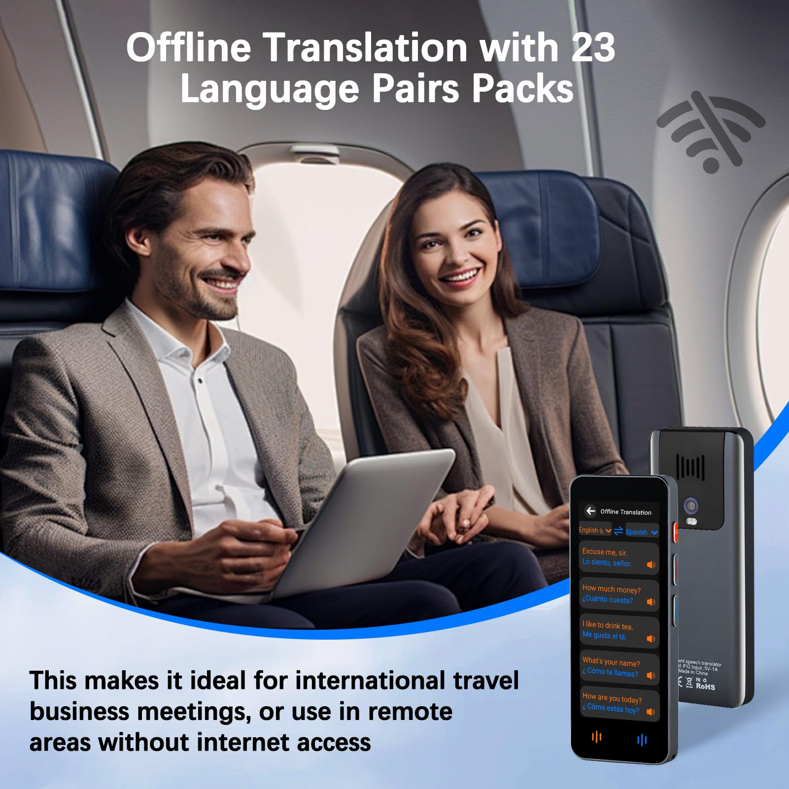 2024 Language Translator Device - Instant Two-Way Voice Translator with 143 Languages Support (WiFi/Offline/Photo), Portable Mini-Dictionary for Business Travel, Learning & International Communication | Perfect for Meetings, Conferences & Global Adventures