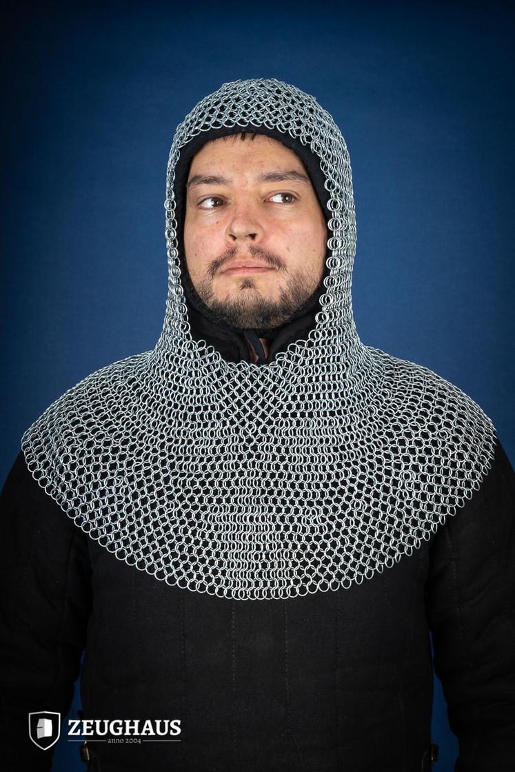 10mm Galvanized Chainmail Hood with Round Rings - Medieval Armor, LARP Costume & Renaissance Faire Accessory