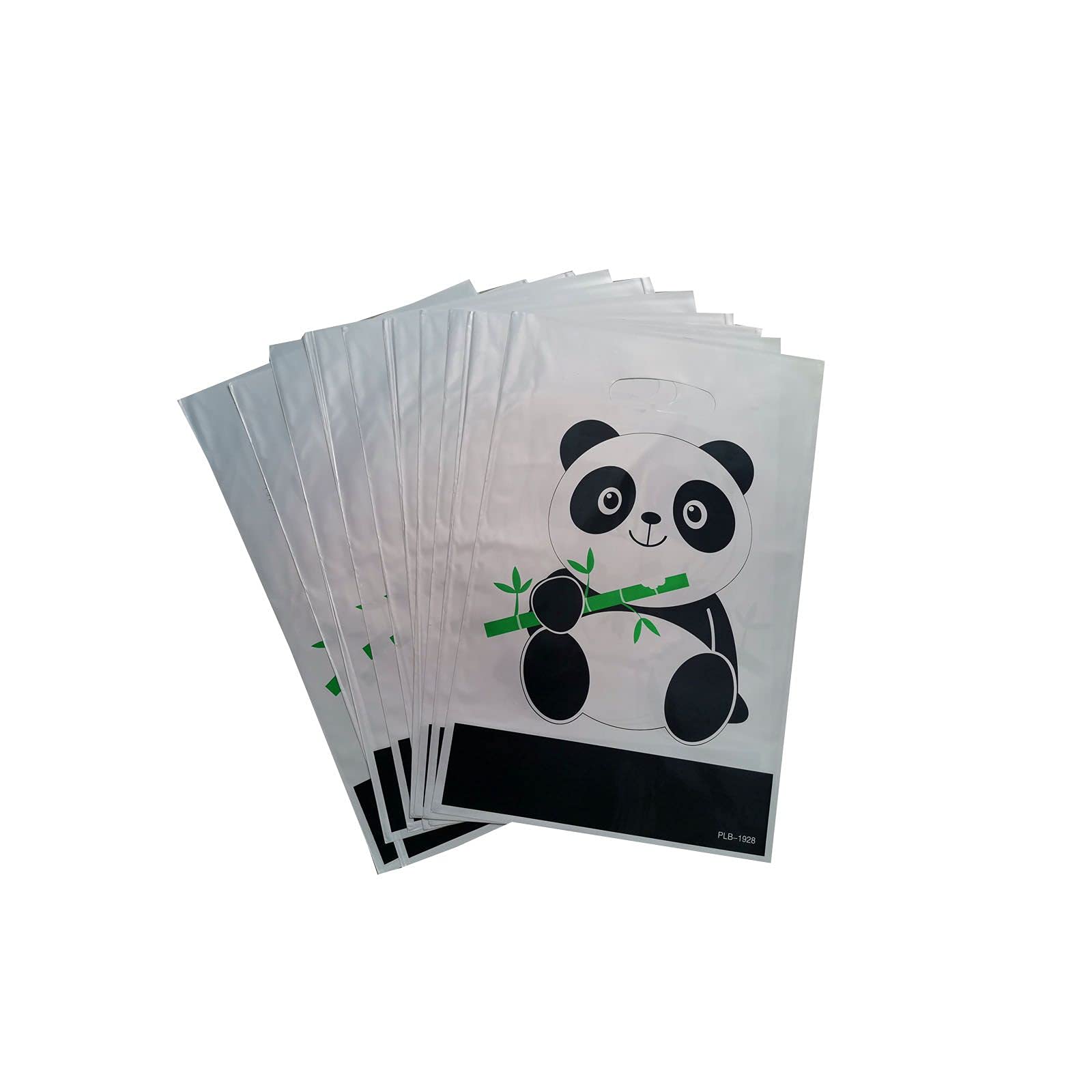 LYT Panda Party Bags - 30 Count Black & White Cartoon Plastic Favor Bags for Birthday, Baby Shower, Kids Party Supplies - Glossy Gift Bags for Goodie Bags, Party Decorations & Celebration Favors