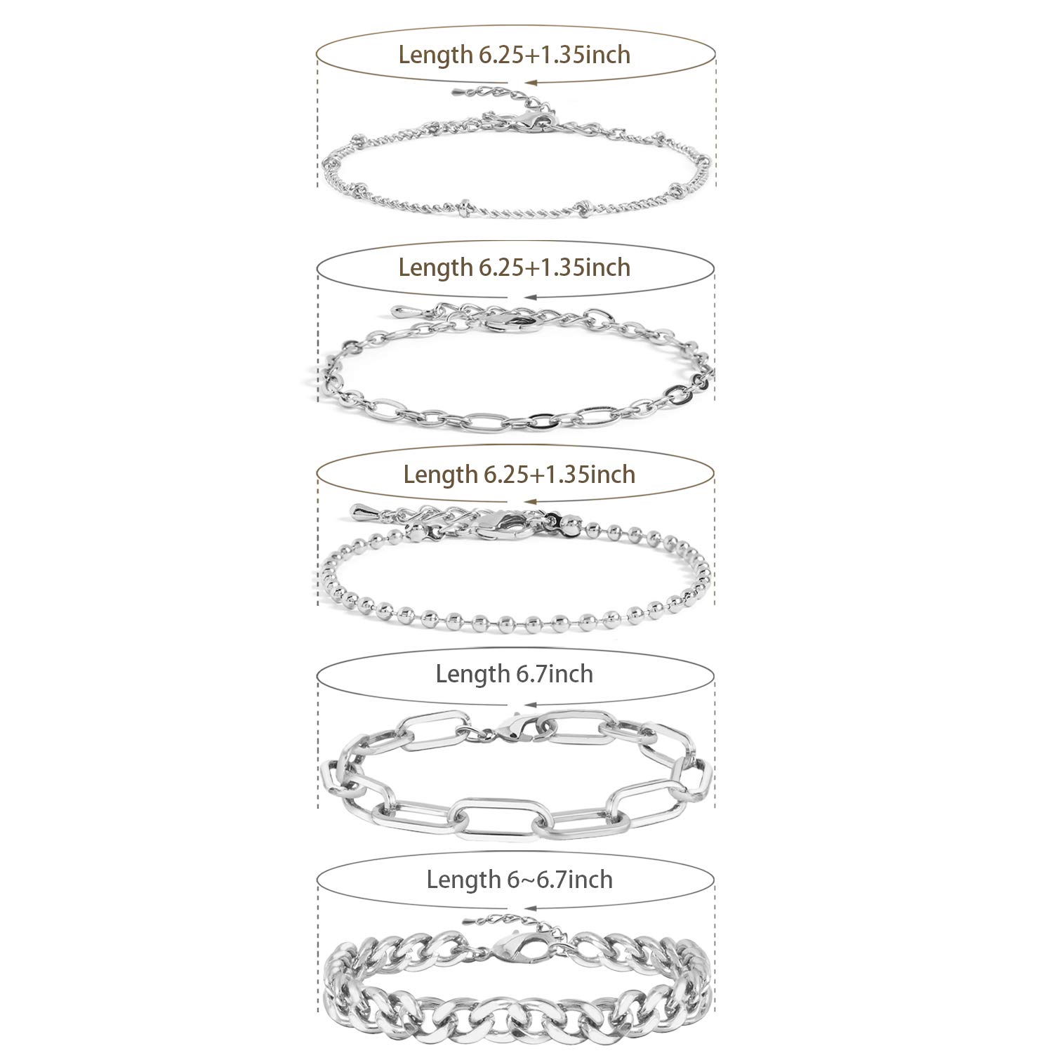 14K Gold Plated Dainty Link Beads Bracelet for Women - Adjustable Layered Metal Chain Bracelet Set, Handmade Fashion Jewelry Gift for Her - Perfect for Date Night, Office Wear & Special Occasions