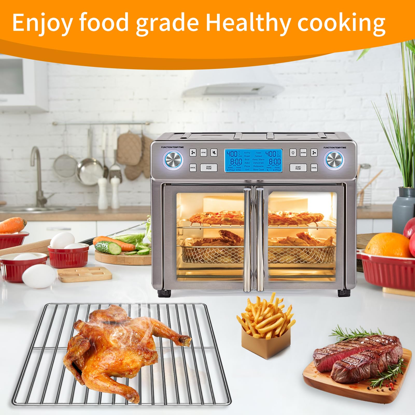 Stainless Steel Air Fryer Wire Rack for Emeril Lagasse Dual Zone 360 Air Fryer Oven 25 QT (14.5''x11.5'') - Replacement Grill & Roasting Rack Accessories - Perfect for Cooking Chicken, Vegetables & Baking