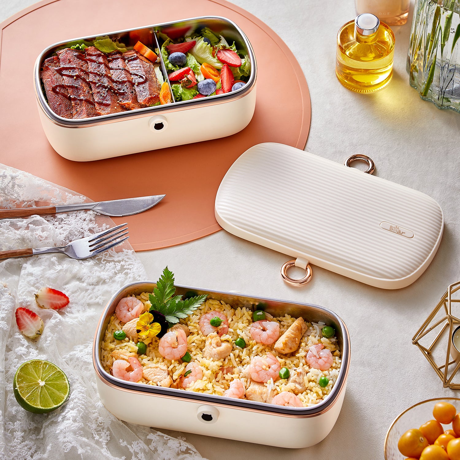 Bear HLB 459CW Electric Lunch Box - Portable Waterless Food Warmer for Office, Travel & Camping | BPA-Free & Leak-Proof | Fast Heating Meal Container for Hot Meals On The Go