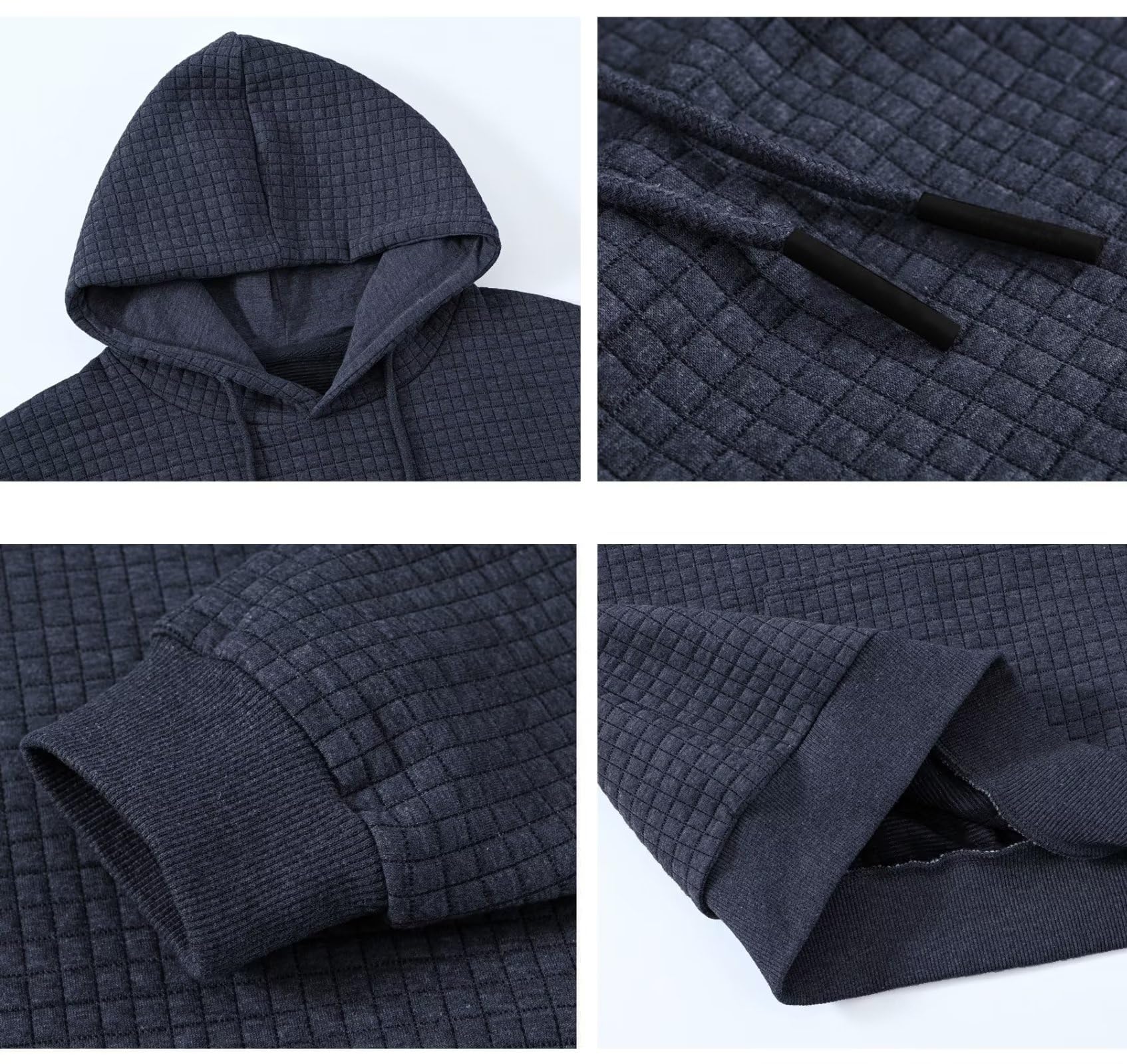 YuKaiChen Men's Plaid Jacquard Hooded Sweatshirt - Casual Pullover with Kangaroo Pockets & Drawstring | Perfect for Outdoor Activities, Gym & Streetwear Fashion