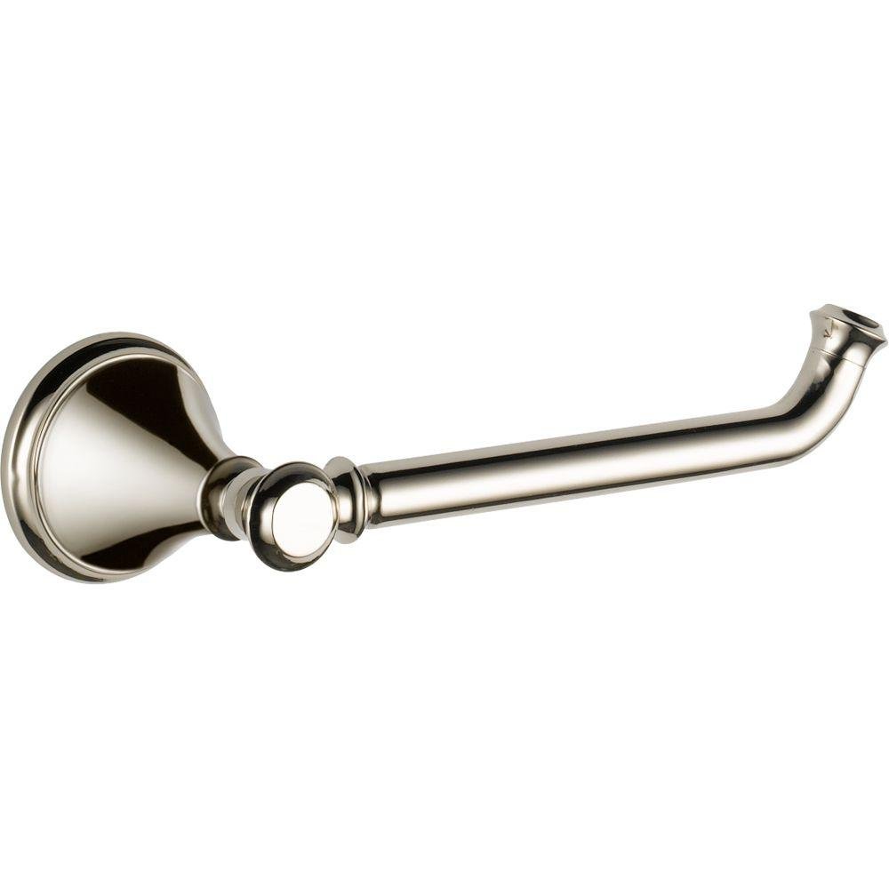 Delta Cassidy 1-Pack Polished Nickel Toilet Paper Holder - Single Post Wall Mount Tissue Roll Holder for Bathroom Organization - Durable Bathroom Accessories (79750-PN) - Perfect for Home, Hotel, and Office Restrooms