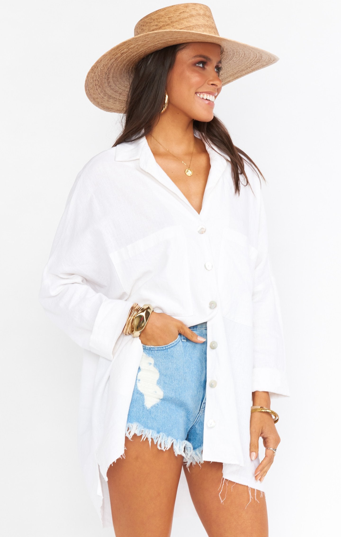 John's Classic White Linen Button Down Shirt for Men - Breathable Summer Office & Casual Wear