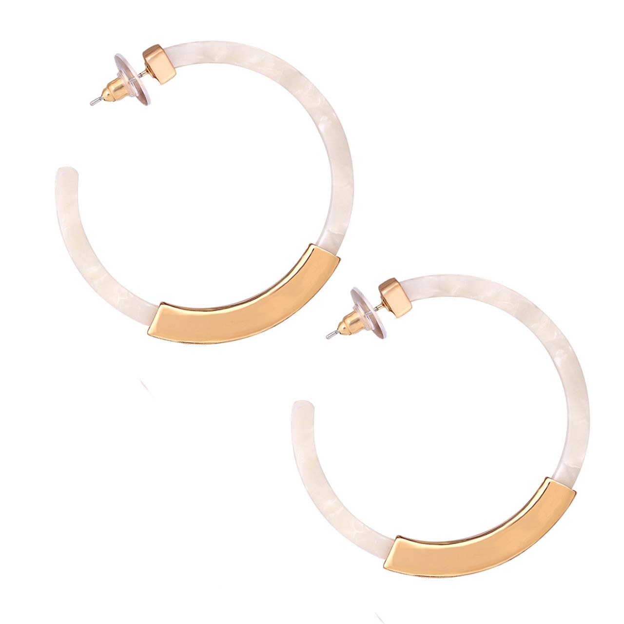 Stylish Geometric Acrylic Hoop Earrings for Women - Bohemian Tortoise Shell Statement Studs Fashion Jewelry | Perfect for Casual Wear, Parties & Boho Outfits
