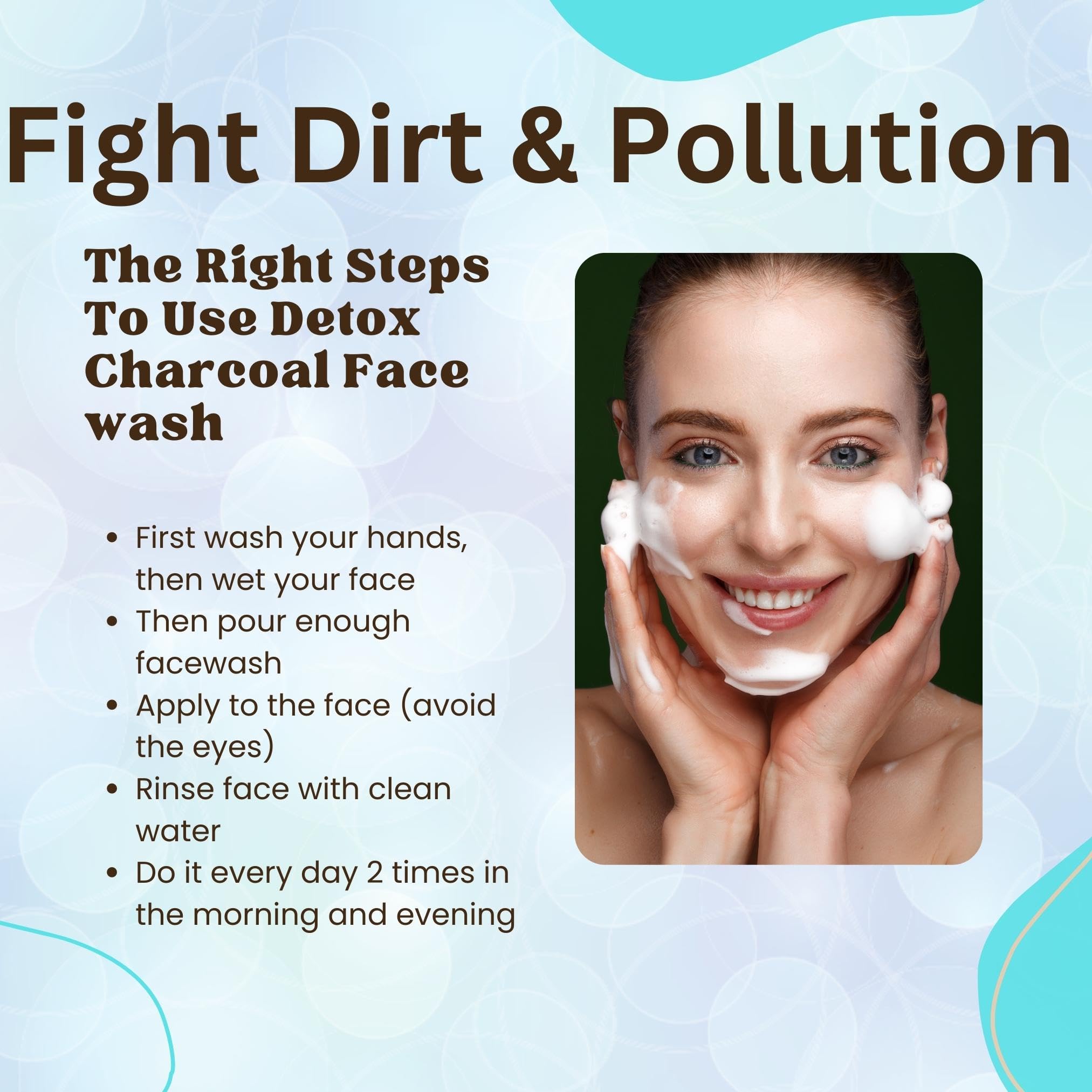 Dourmaa Organics Detox Activated Charcoal Face Wash with Vitamin C, Green Tea & Tea Tree - Anti Acne, Oil Control & Pollution Protection - Aloe Vera Extract - Unisex 100ml (Pack of 1) - Perfect for Daily Skincare Routine & Deep Cleansing