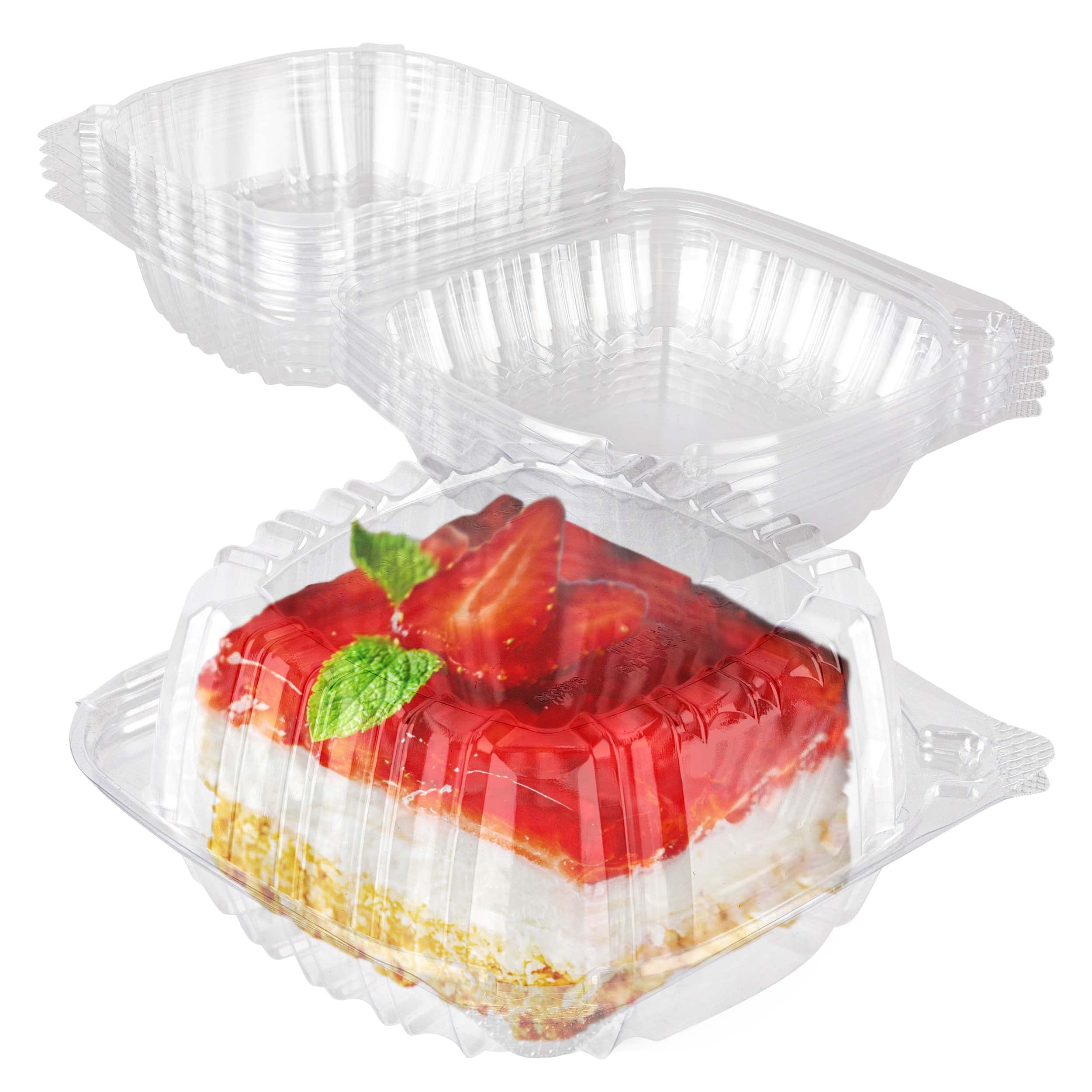 Eco-Friendly Disposable Plastic Takeout Containers with Clear Hinged Lids - 25 Pack Square Clamshell Food Boxes for Restaurant, Catering & Home Use - Perfect for Cakes, Desserts, Sandwiches & Party Snacks - Microwave Safe & Leak-Proof Design