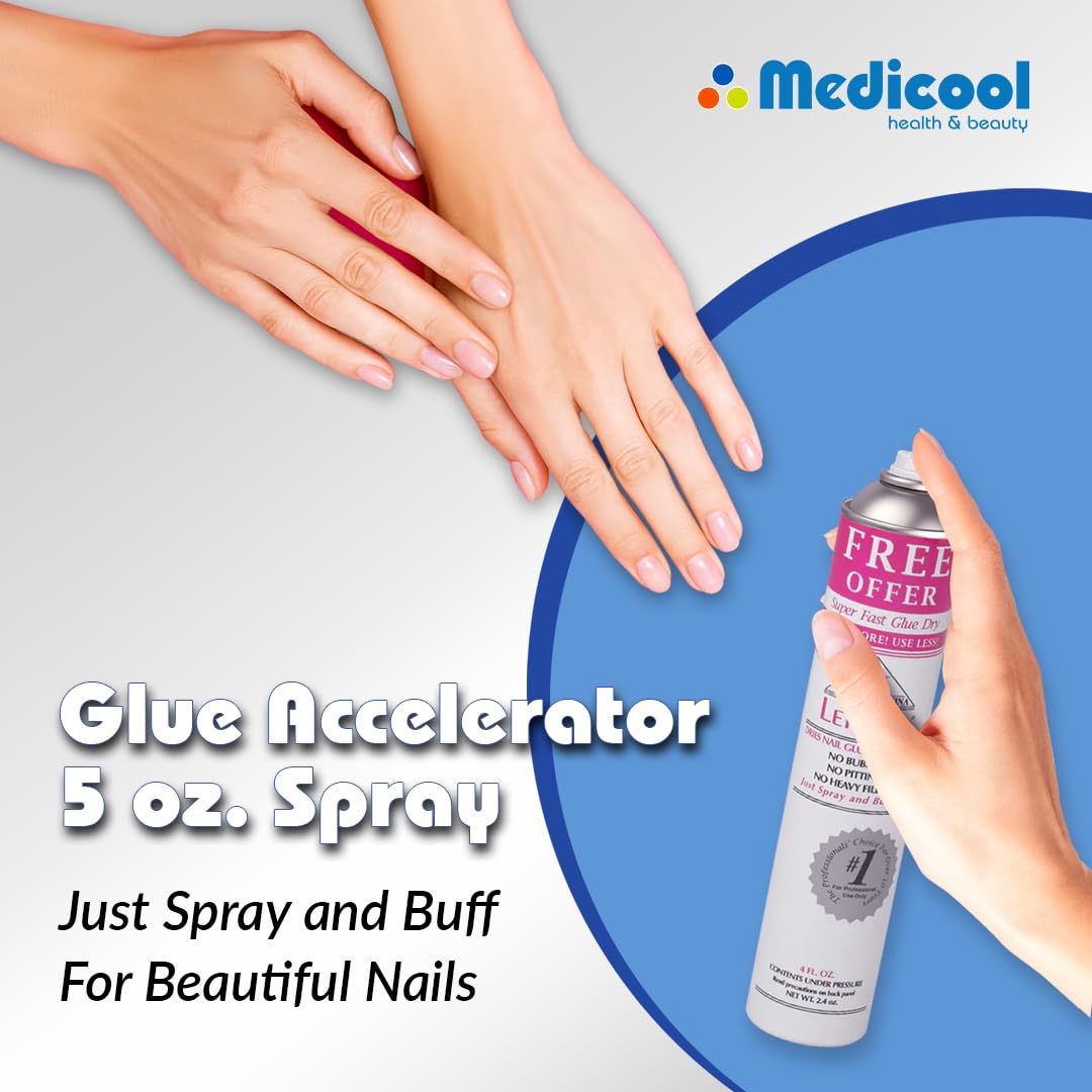 Medicool Nail Glue Accelerator for Acrylic Nails - Fast Drying Bonding Solution (12 Pack) | Perfect for Salon Professionals & DIY Manicures at Home