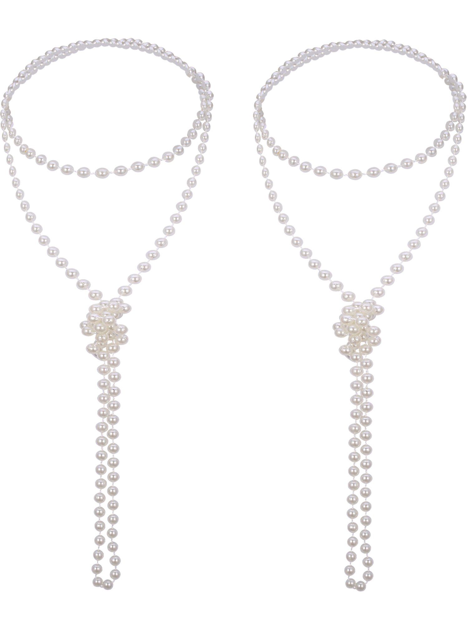 1920s Flapper Pearl Necklace - 2 Pack Vintage Beaded Jewelry for Women & Girls - Party & Costume Accessories