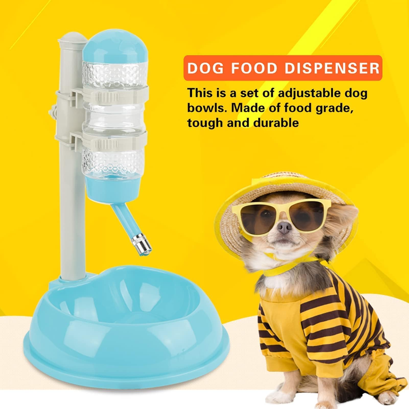 Adjustable No Drip Dog Water Bottle Stand - Portable Pet Water Dispenser for Dogs and Cats (Blue) - Ideal for Travel, Hiking, and Outdoor Adventures