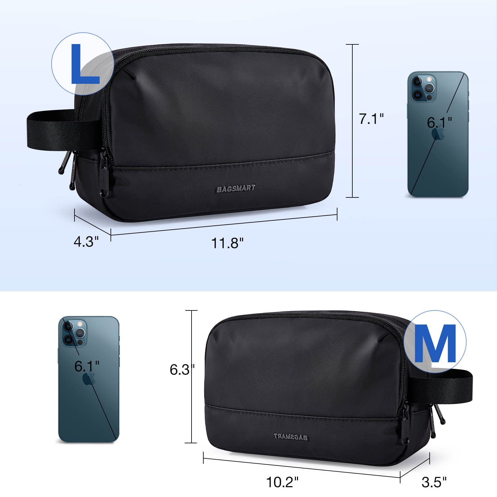 BAGSMART Large Waterproof Hanging Toiletry Bag for Men - Travel Organizer, Dopp Kit, Shaving Bag - Perfect for Bathroom, Shower & Travel Essentials (Black, Large) | Ideal for Business Trips, Gym, Camping & Valentine's Day Gifts